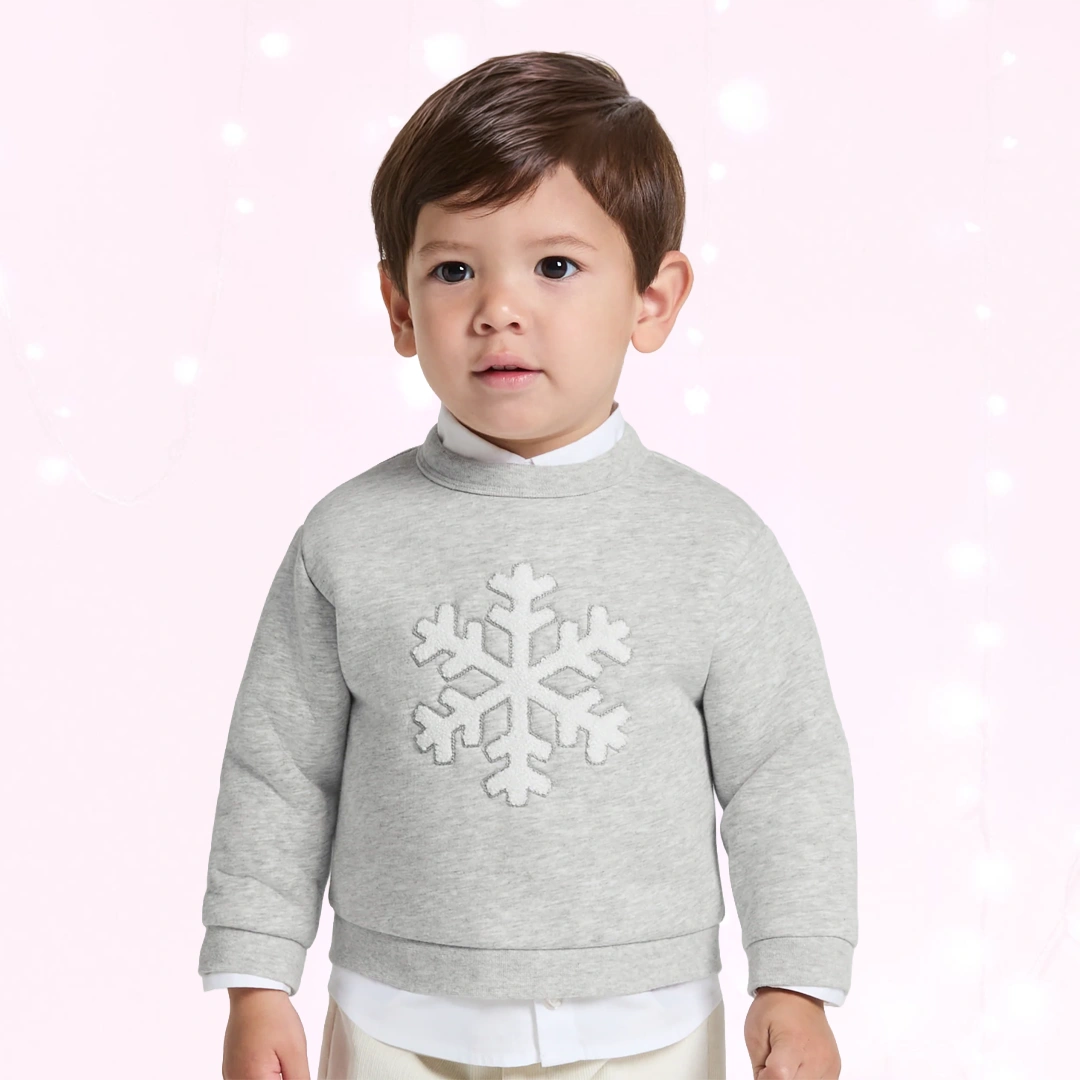 Baby boy lined fleece sweatshirt - gris clair