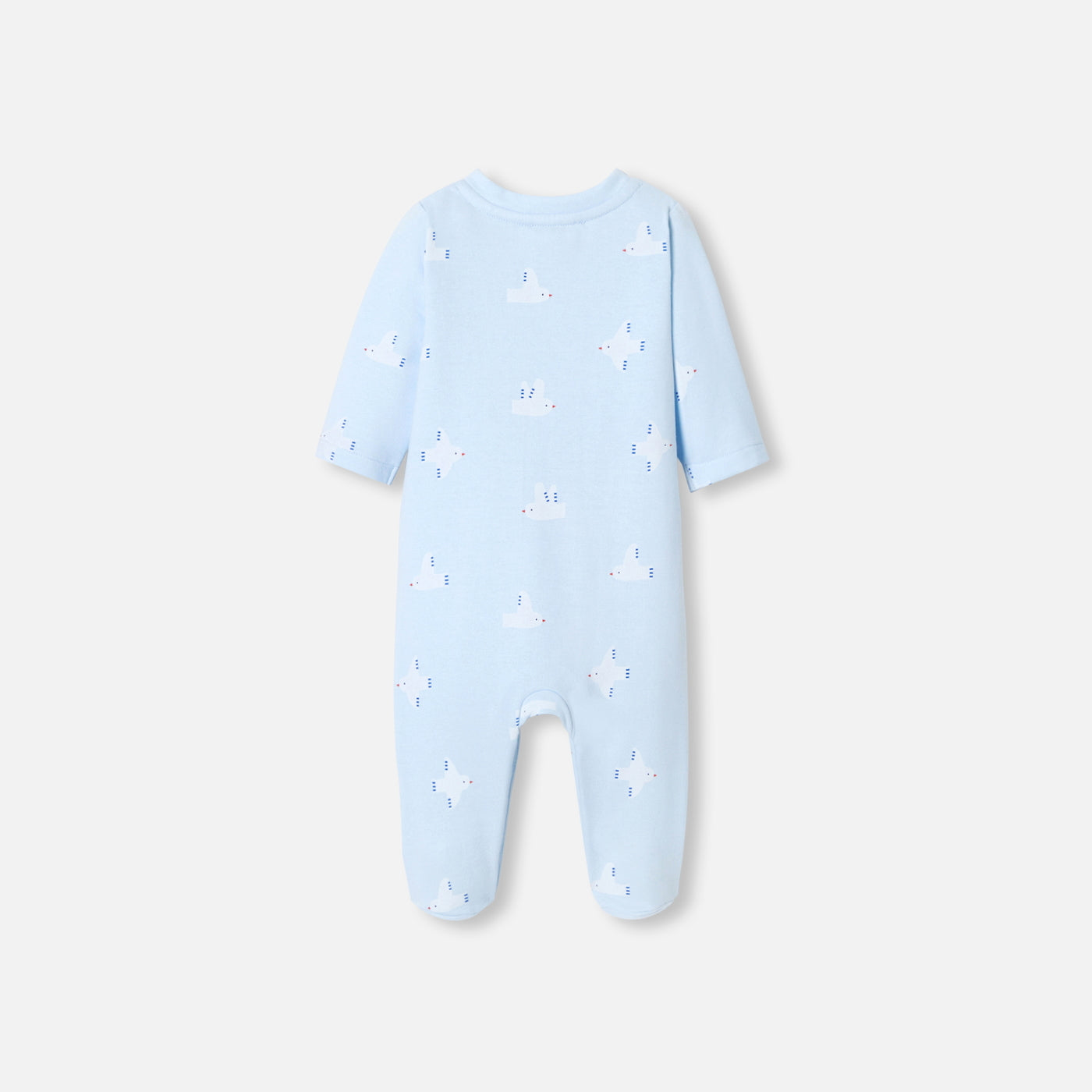 Baby pajamas in fleece with a seagull pattern