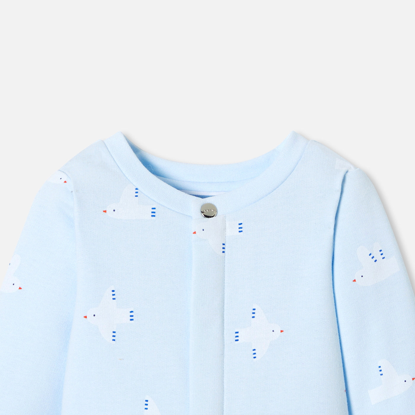 Baby pajamas in fleece with a seagull pattern
