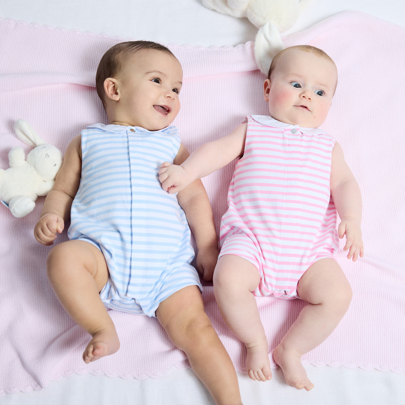 Baby girl romper in striped jersey