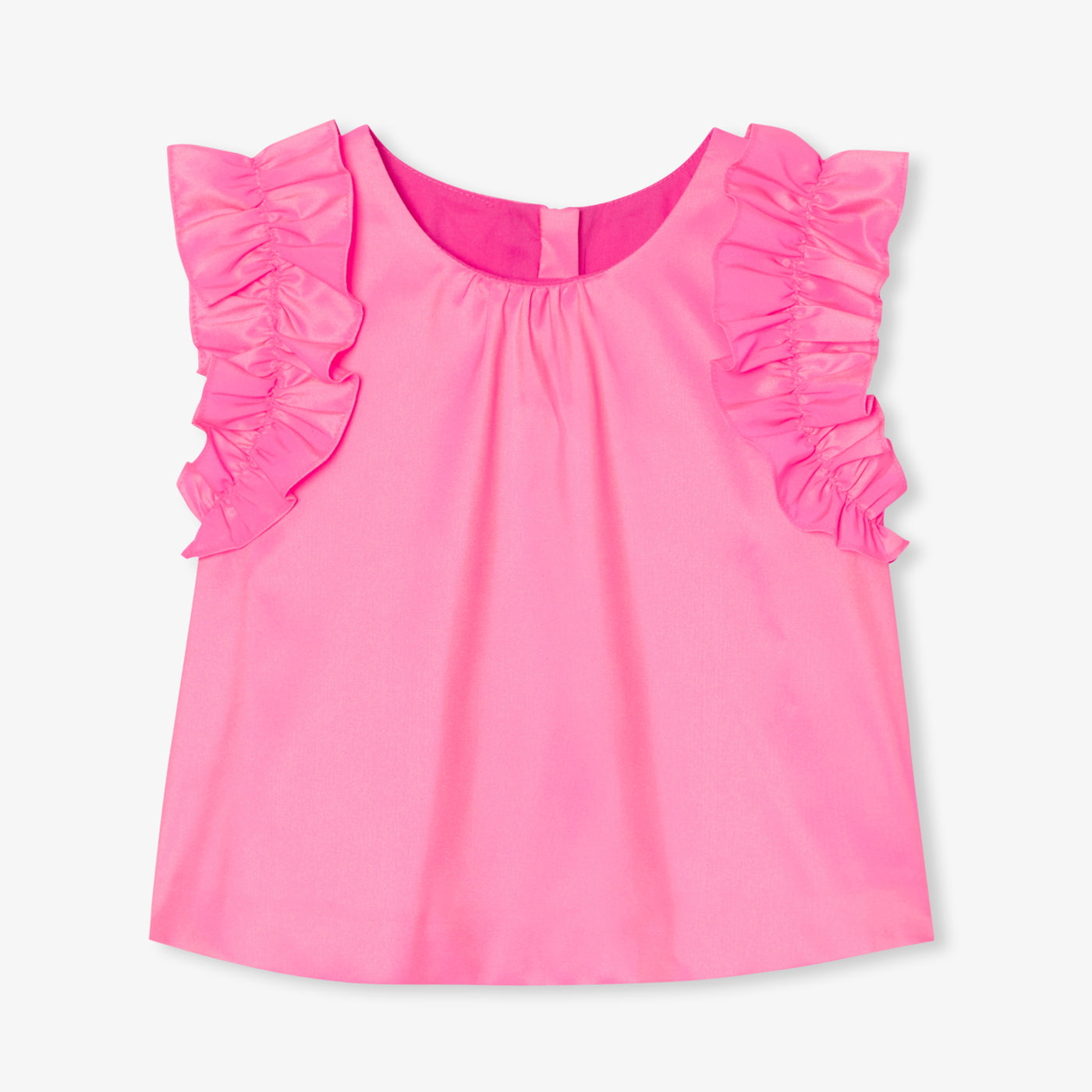 Girl taffeta top - rose fluo