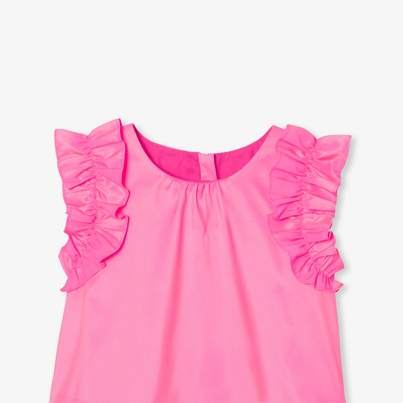 Girl taffeta top - rose fluo
