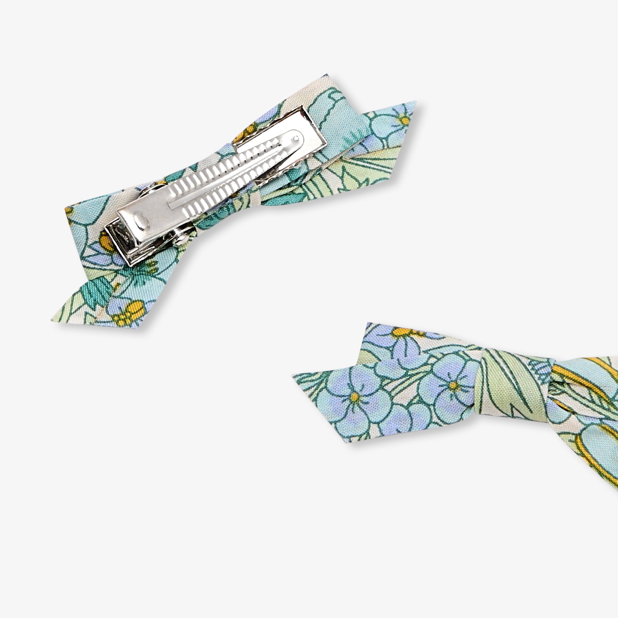 Baby girl duo of Liberty fabric bow hair clips - ciel/multico