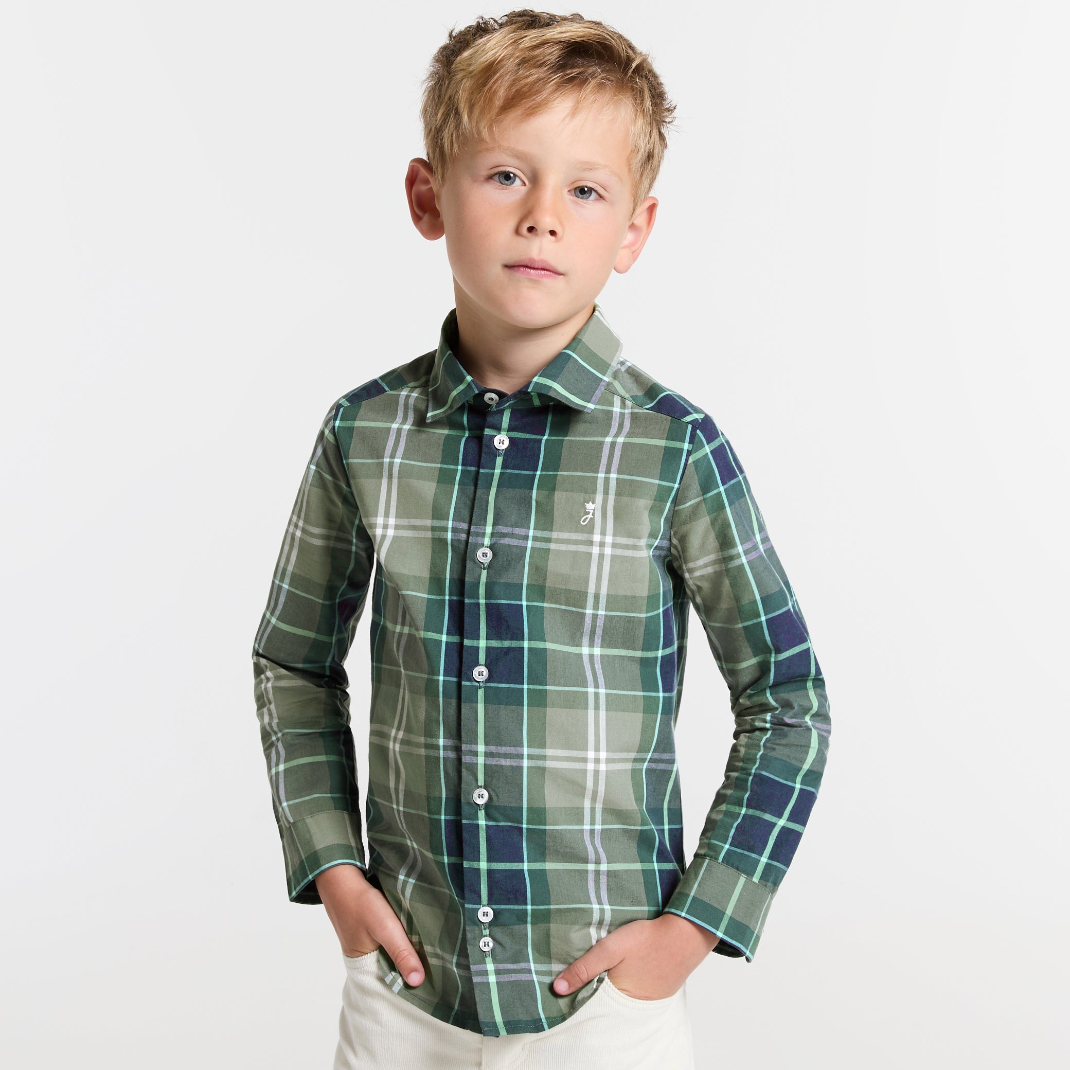 Boy tartan shirt - gris/multico