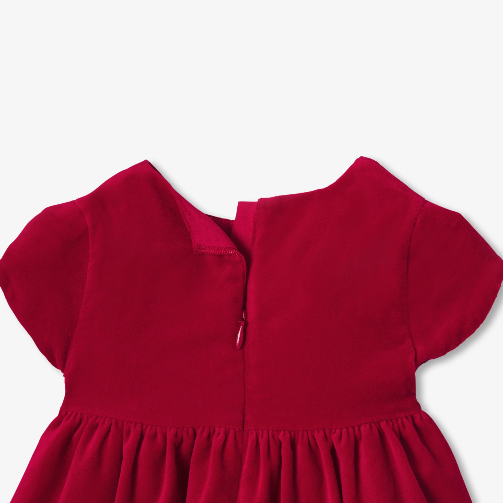Baby girl Christmas dress in smooth velvet - rouge jacadi