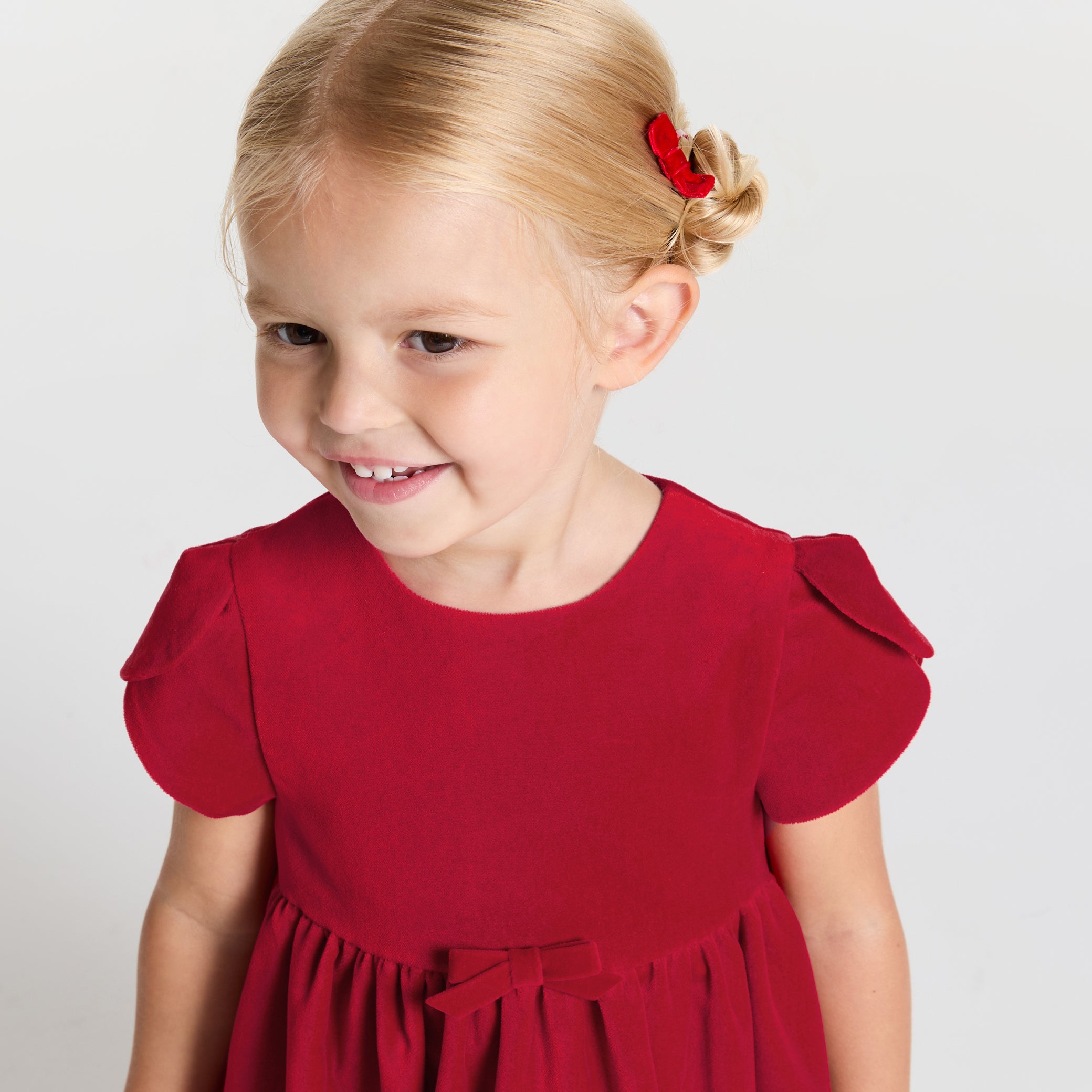 Baby girl Christmas dress in smooth velvet - rouge jacadi