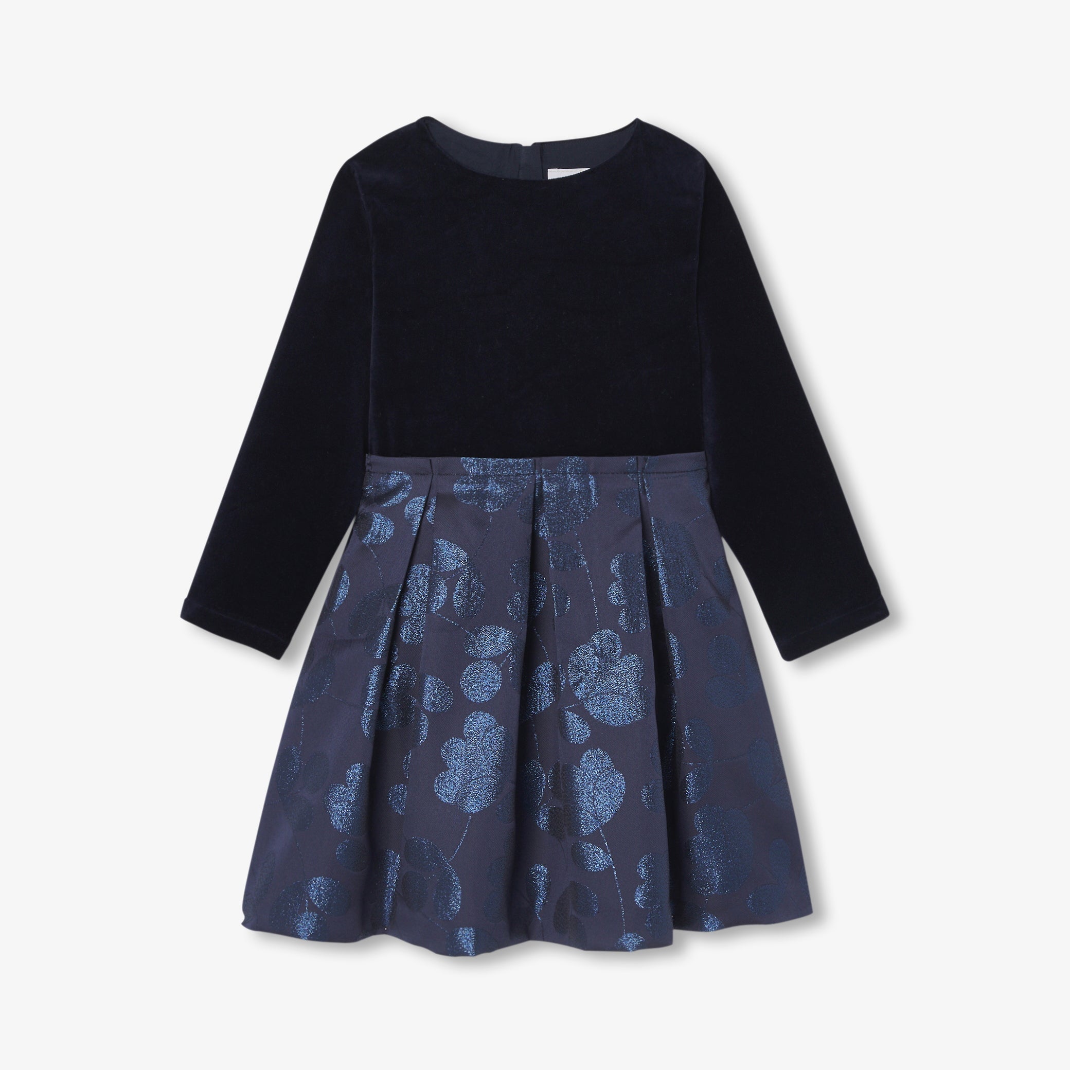 Girl bi-material dress - marine jacadi