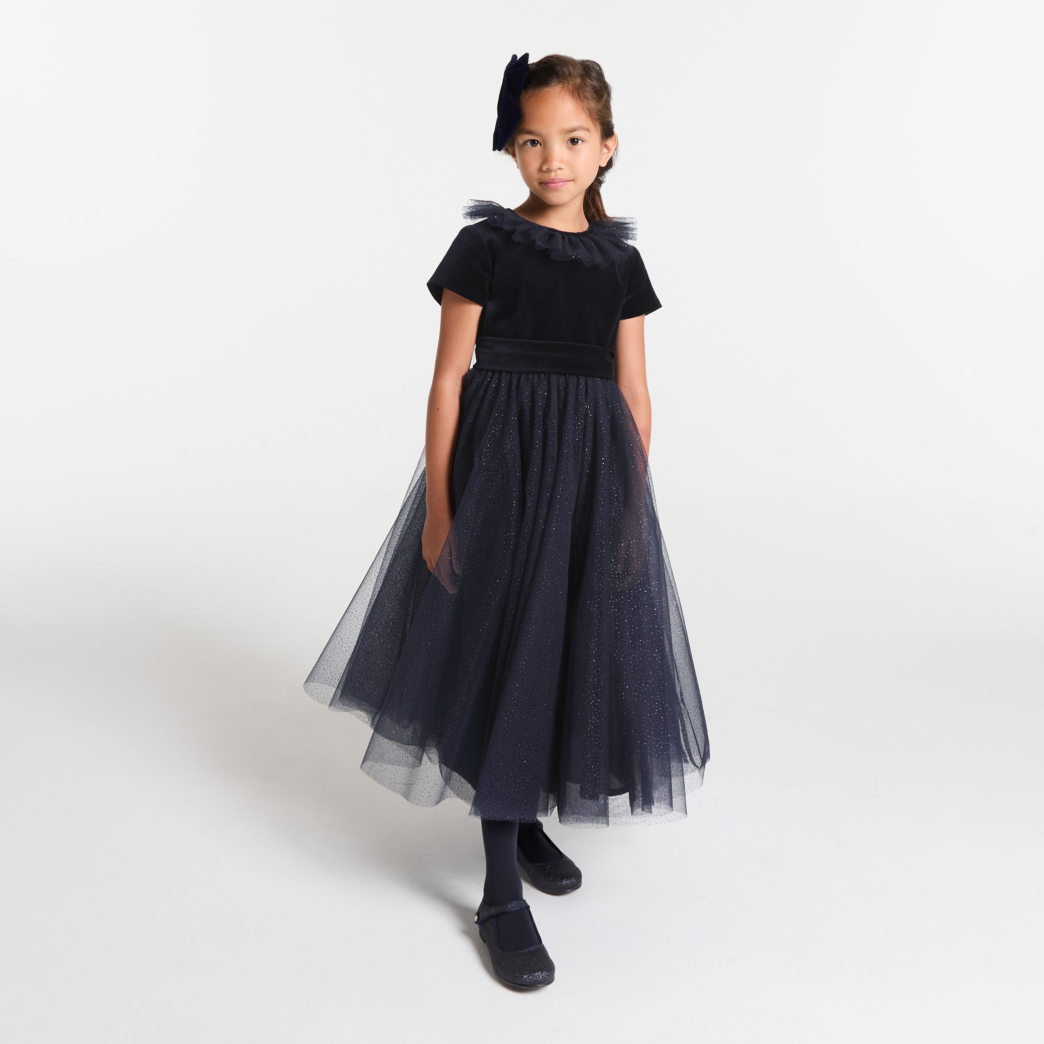 Girl holiday long dress - marine jacadi