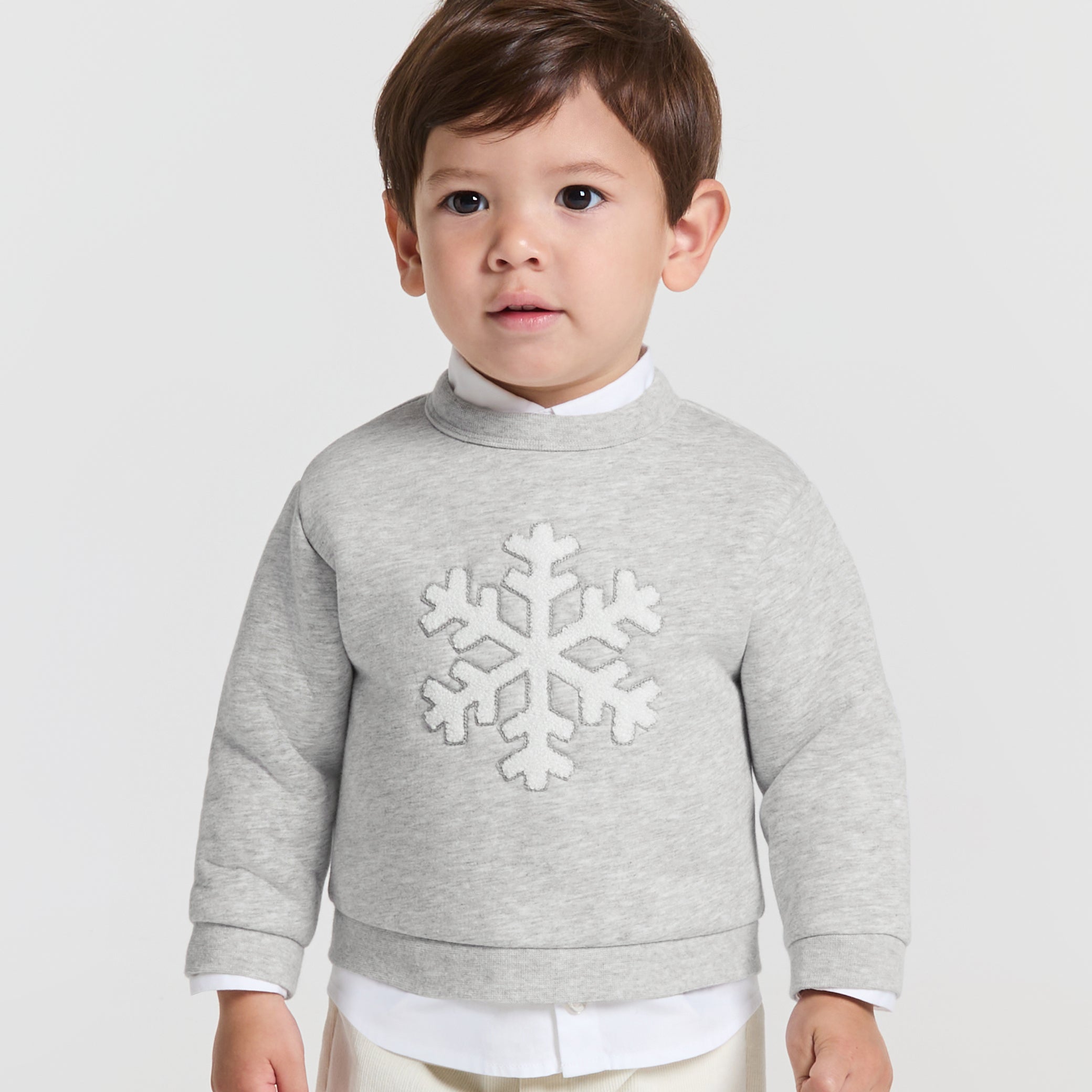 Baby boy lined fleece sweatshirt - gris clair