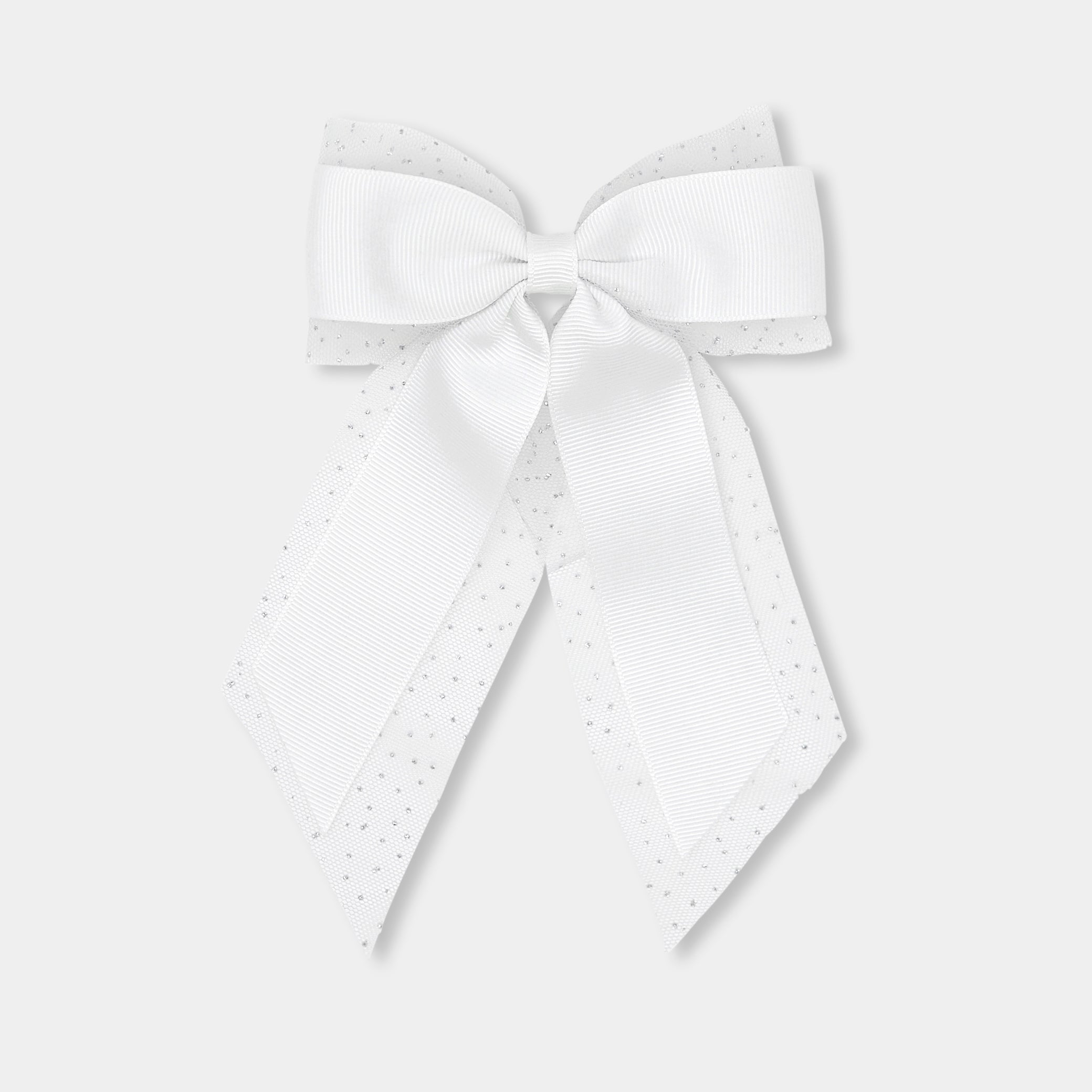Girl velvet bow hair clip - argent
