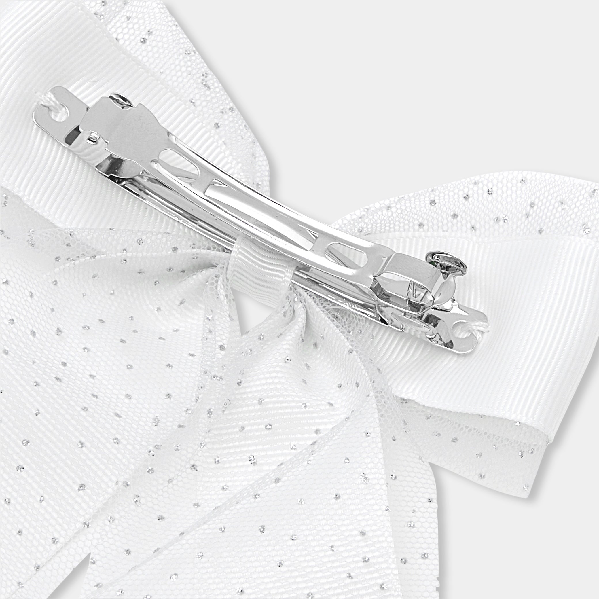 Girl velvet bow hair clip - argent