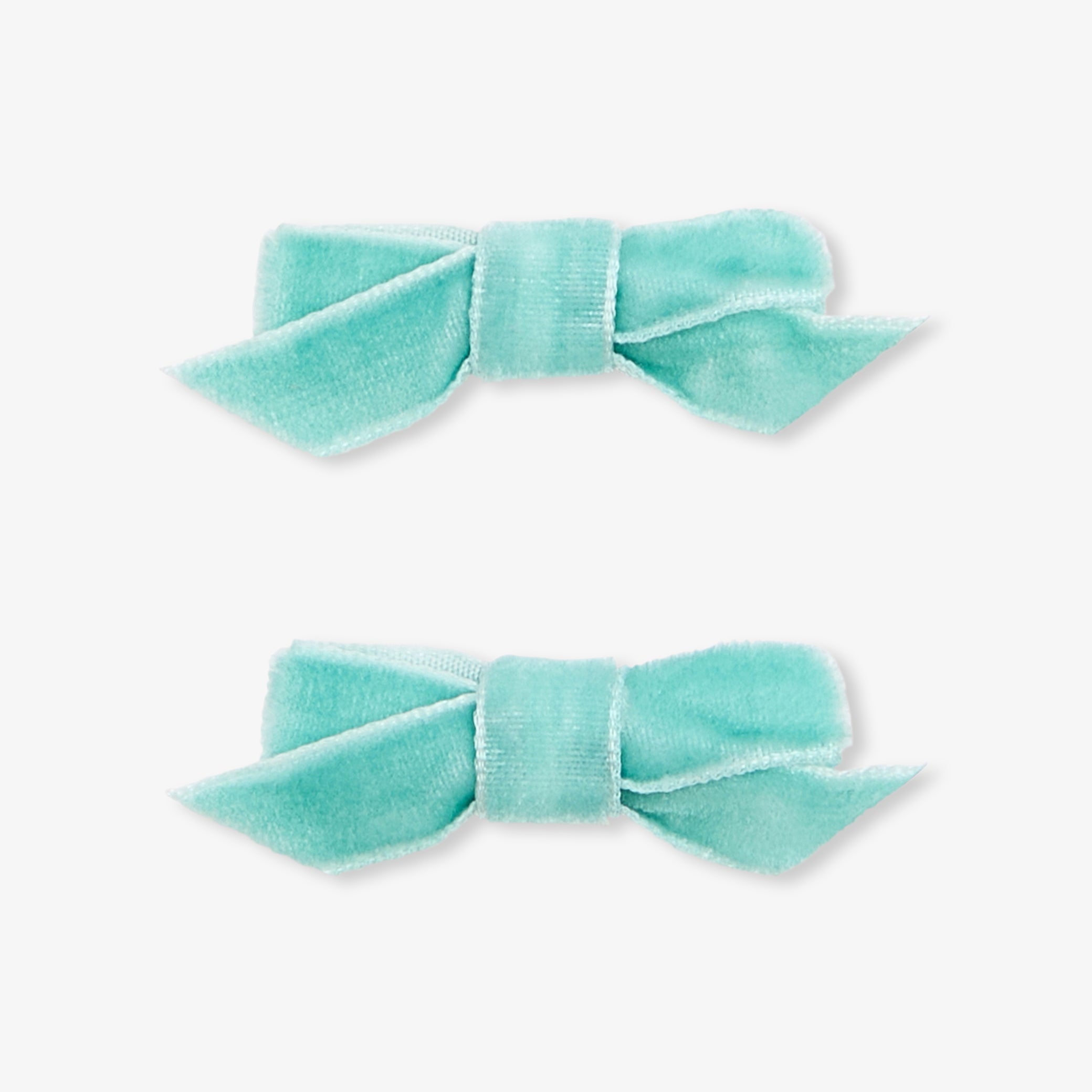 Baby girl duo of barrettes with small bow - vert d eau