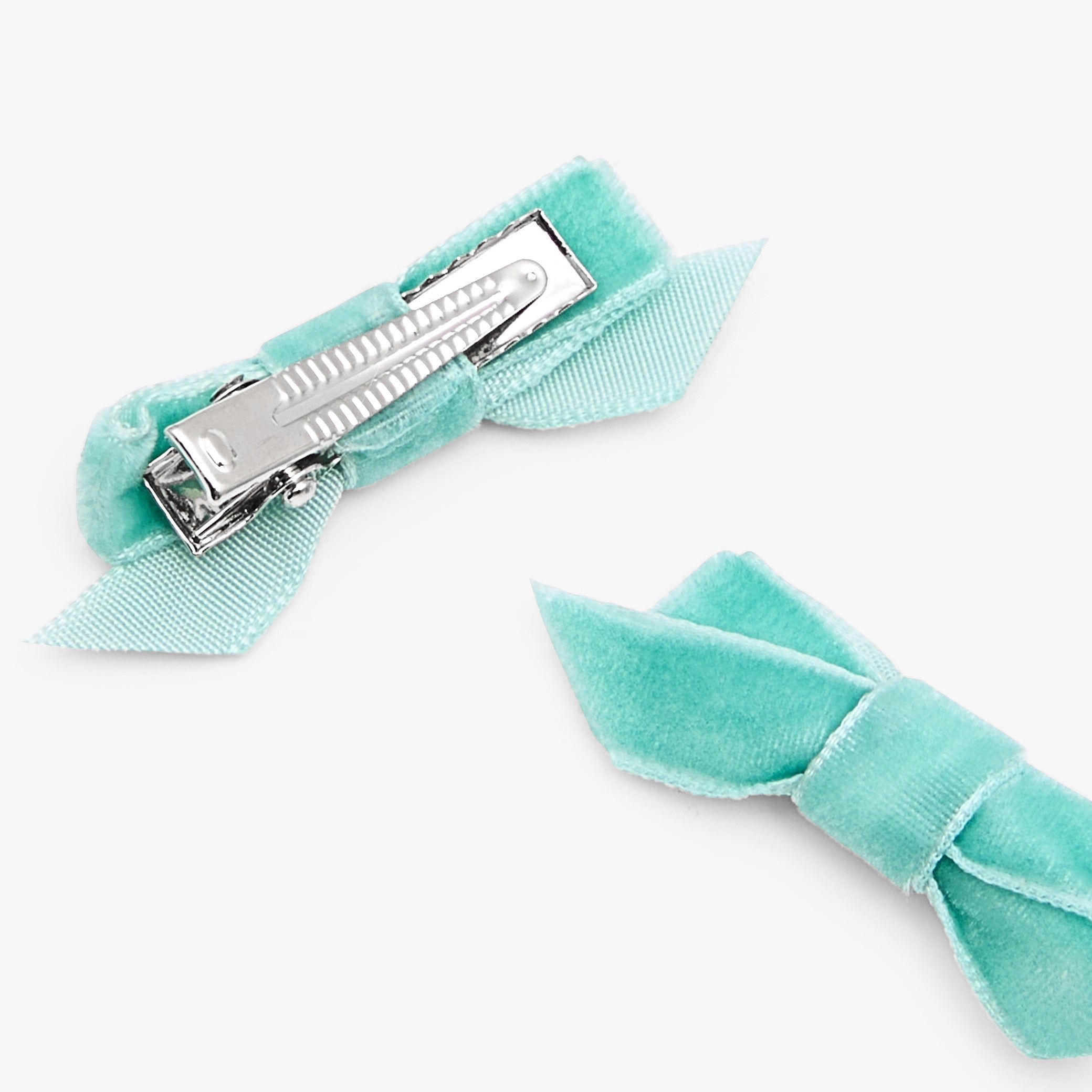 Baby girl duo of barrettes with small bow - vert d eau