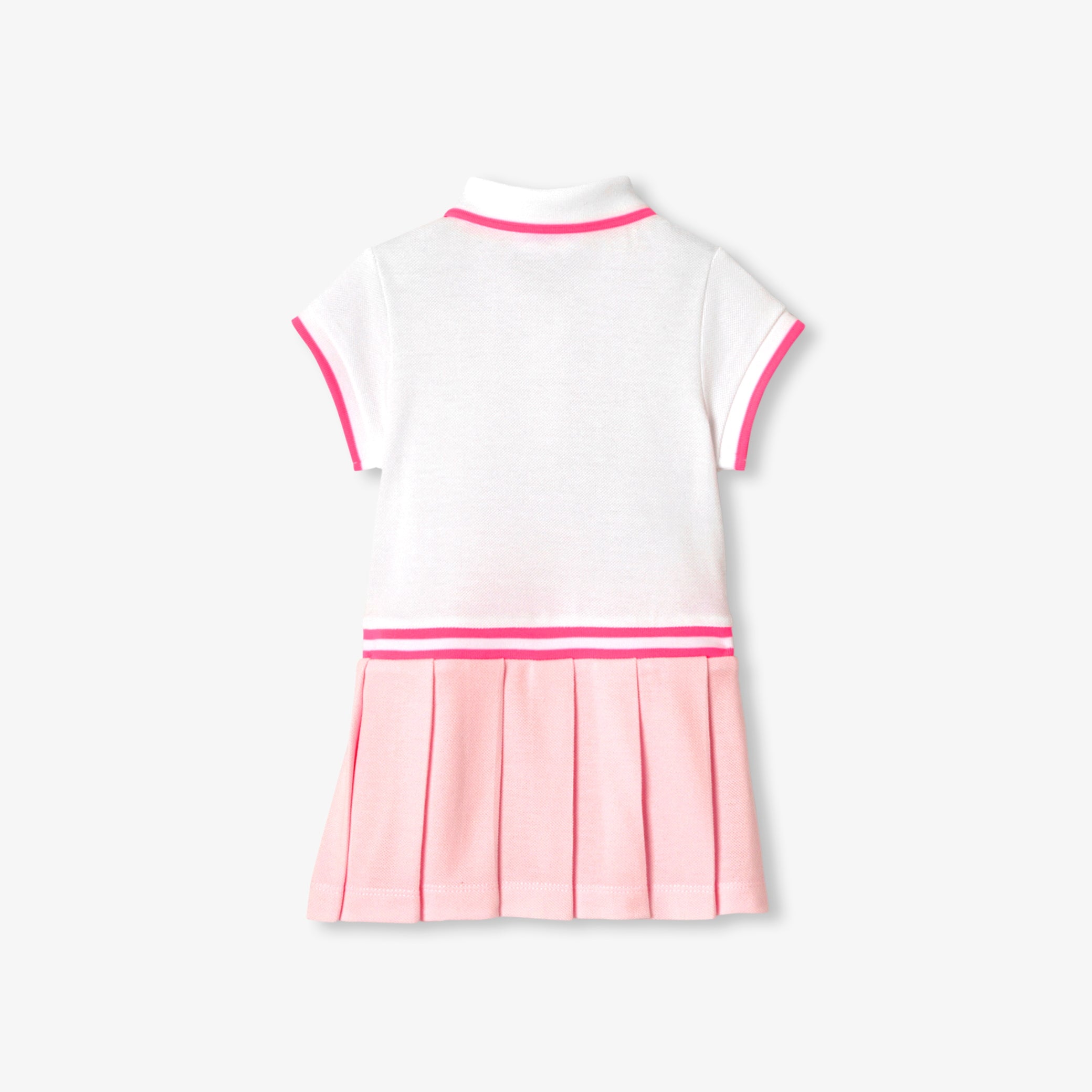 Baby girl polo dress in cotton piqué - blanc/rose