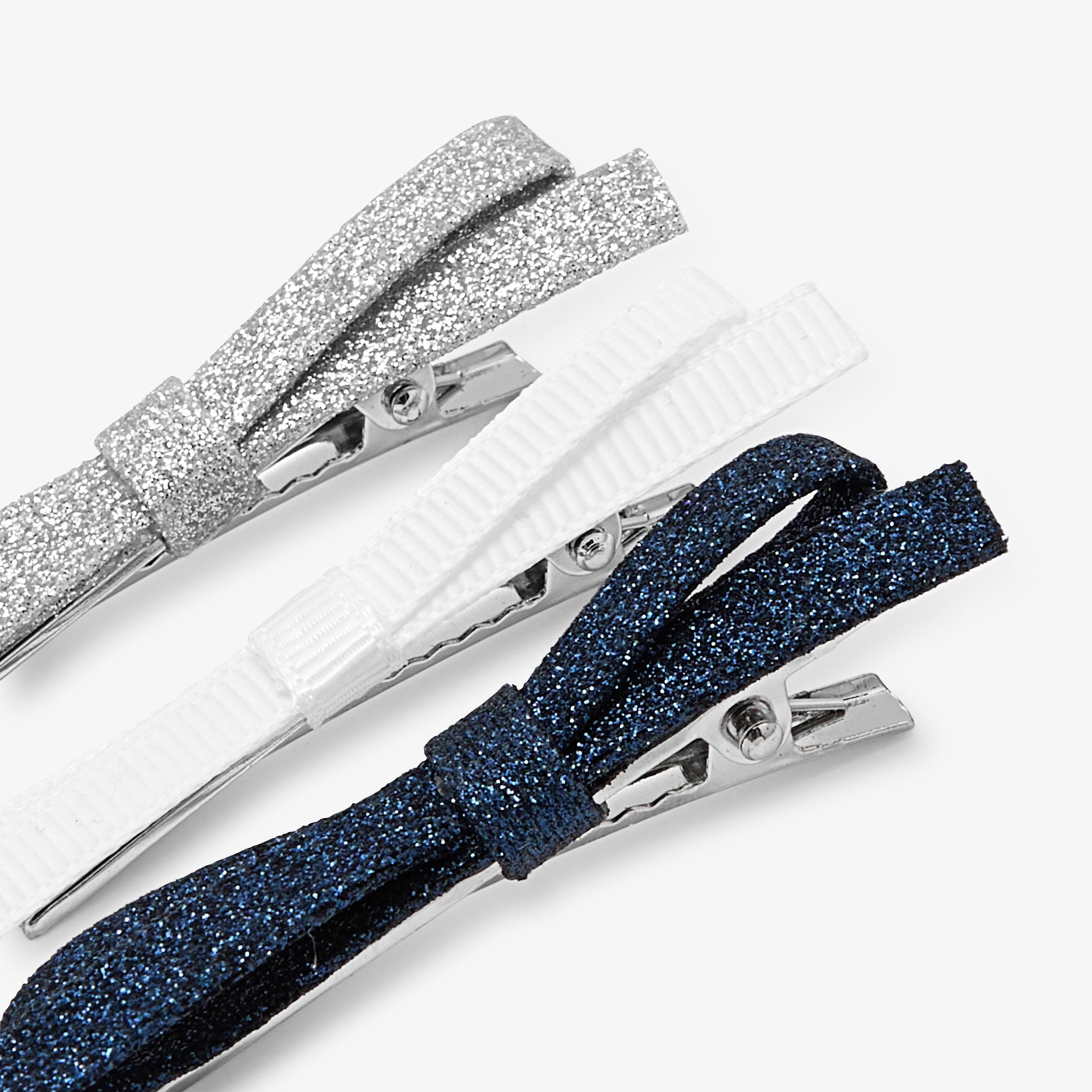 Girl trio of hair clips - argent/multico