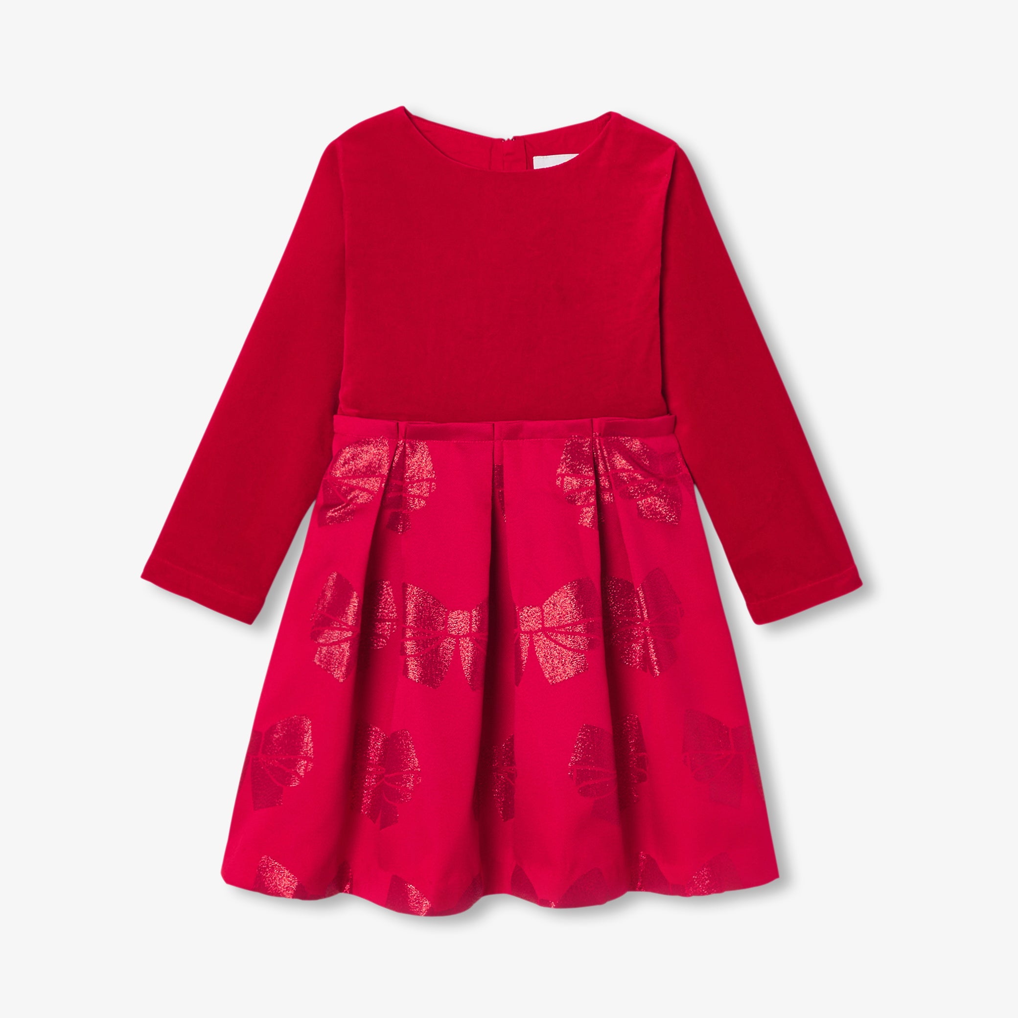 Girl bi-material dress - rouge jacadi