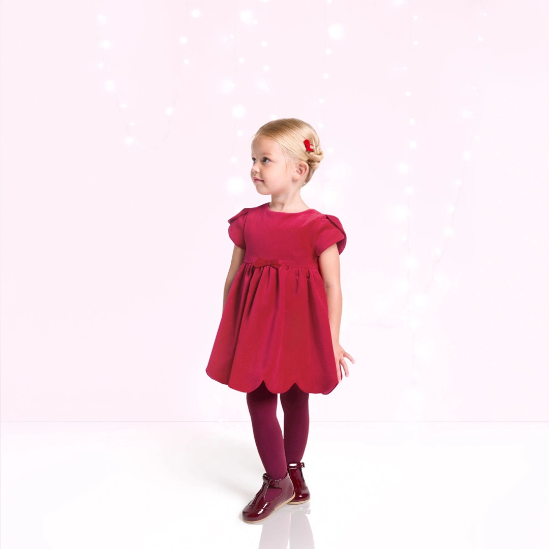 Baby girl Christmas dress in smooth velvet - rouge jacadi