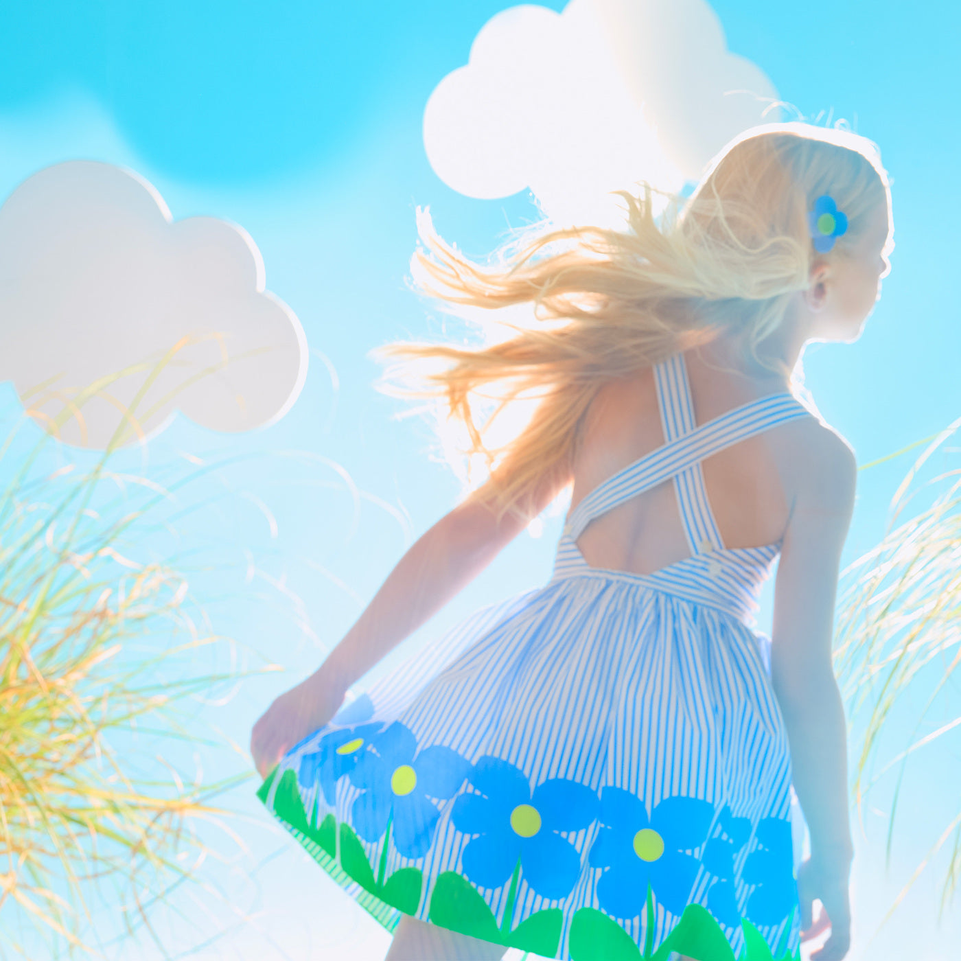 Girl cross-over back dress - lifestyle