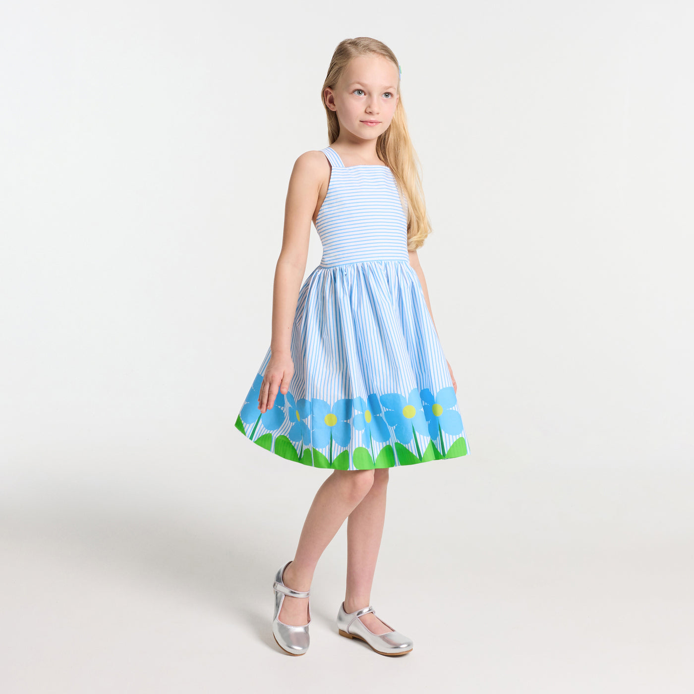 Girl cross-over back dress - lifestyle front