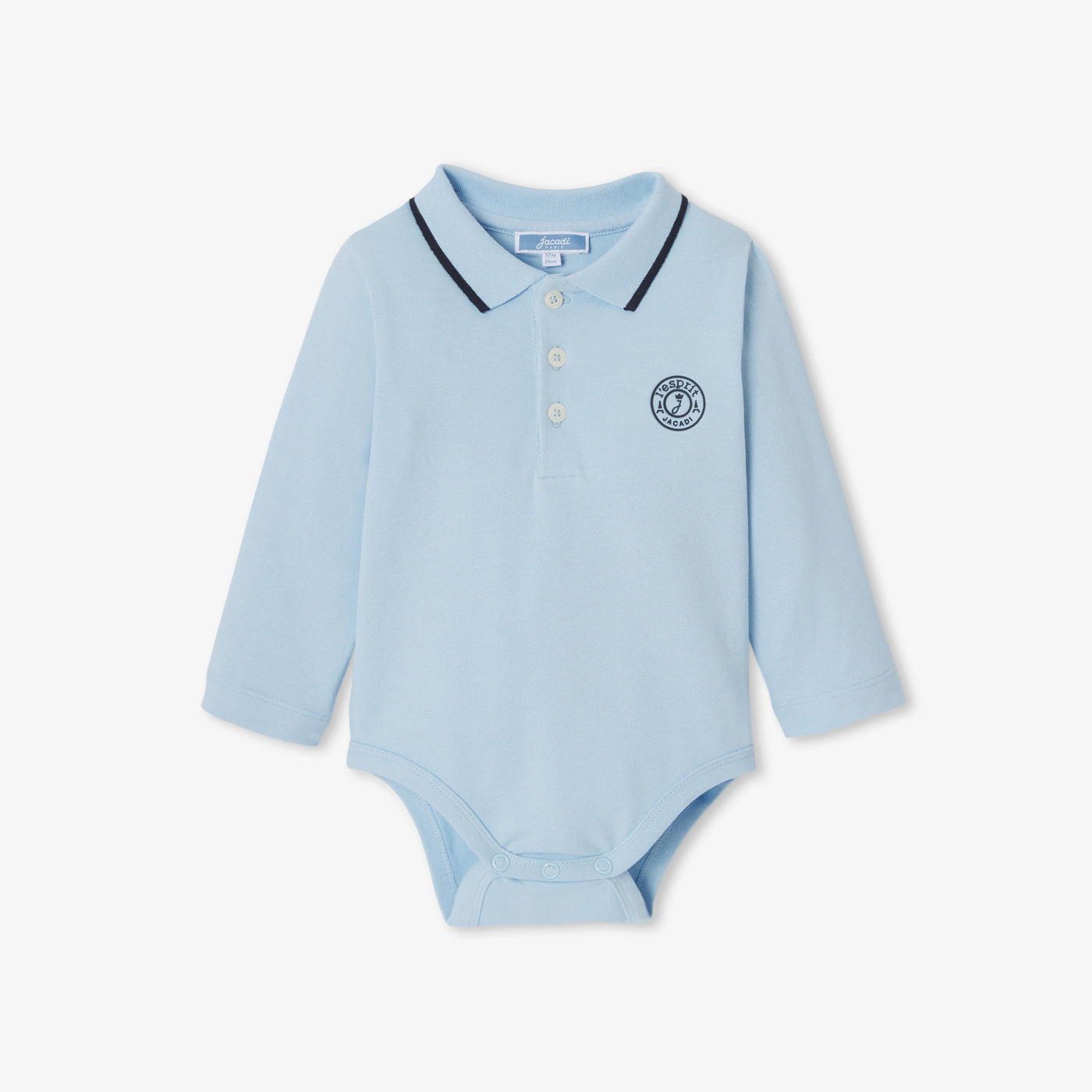 Baby boy polo bodysuit - bleu clair jacadi