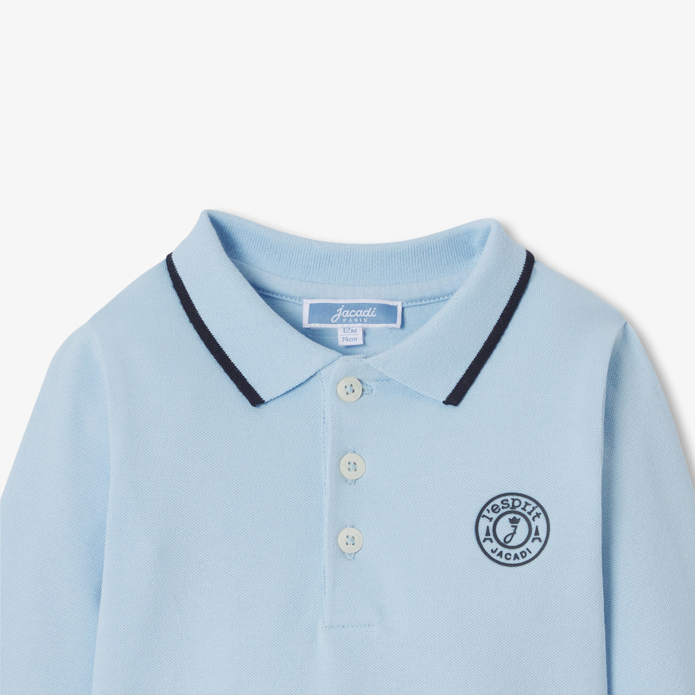 Baby boy polo bodysuit - bleu clair jacadi
