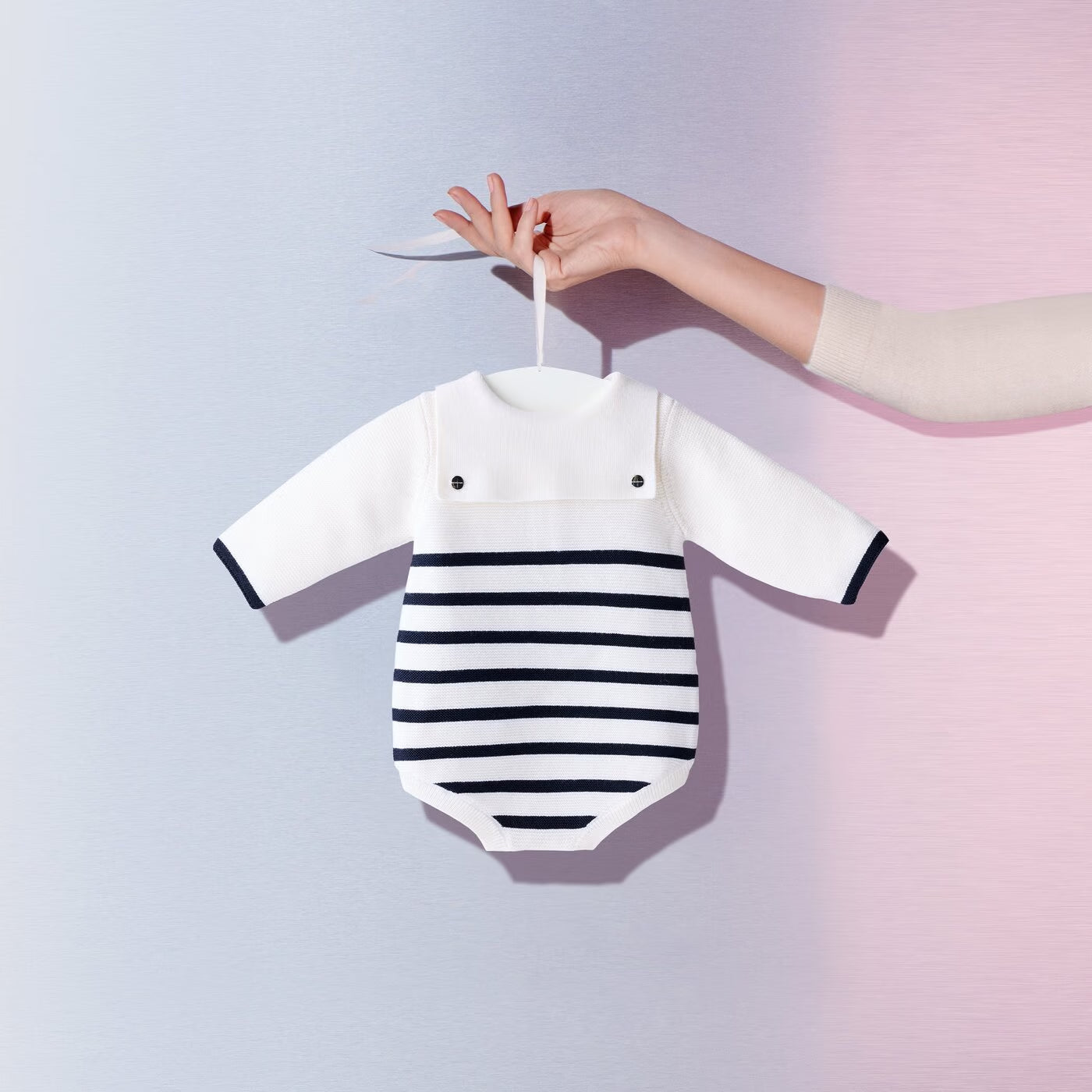 Jacadi My First Baby Romper - White/Navy