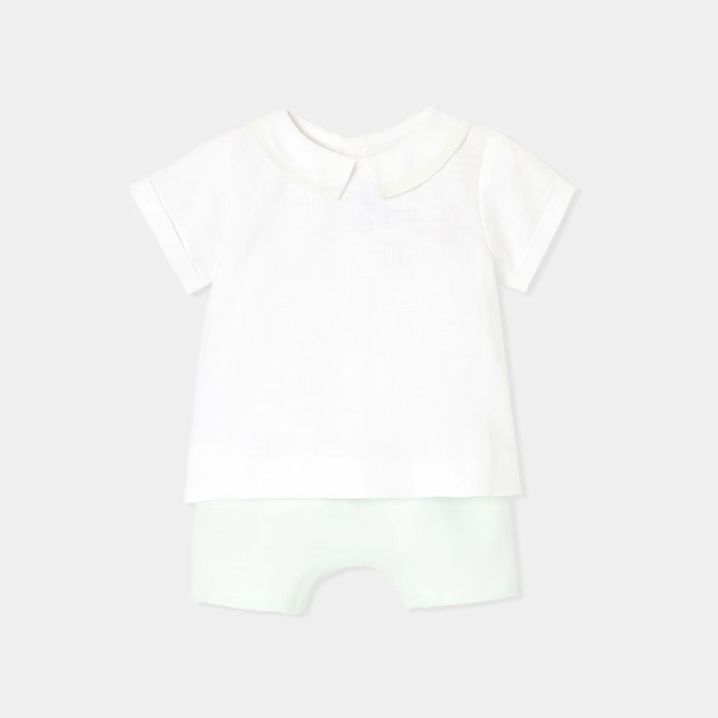 Baby boy linen set - white/green