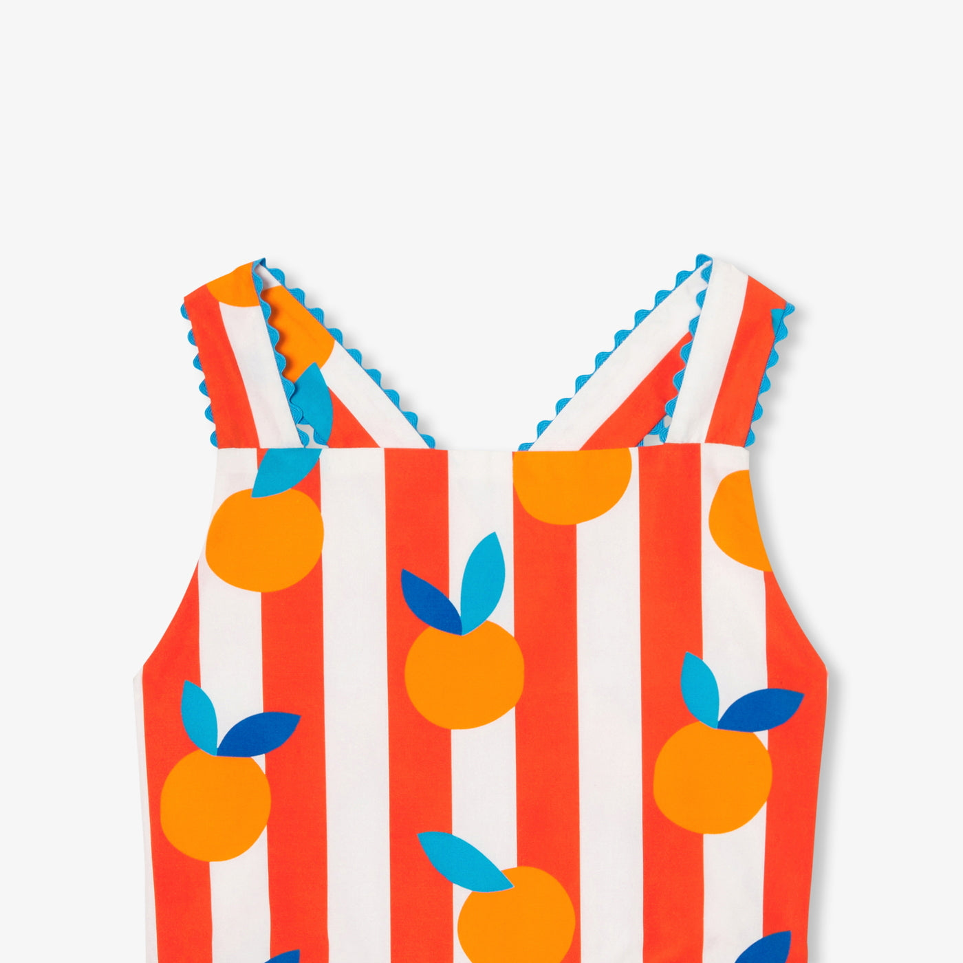 Girls' cross-back dress - white/orange