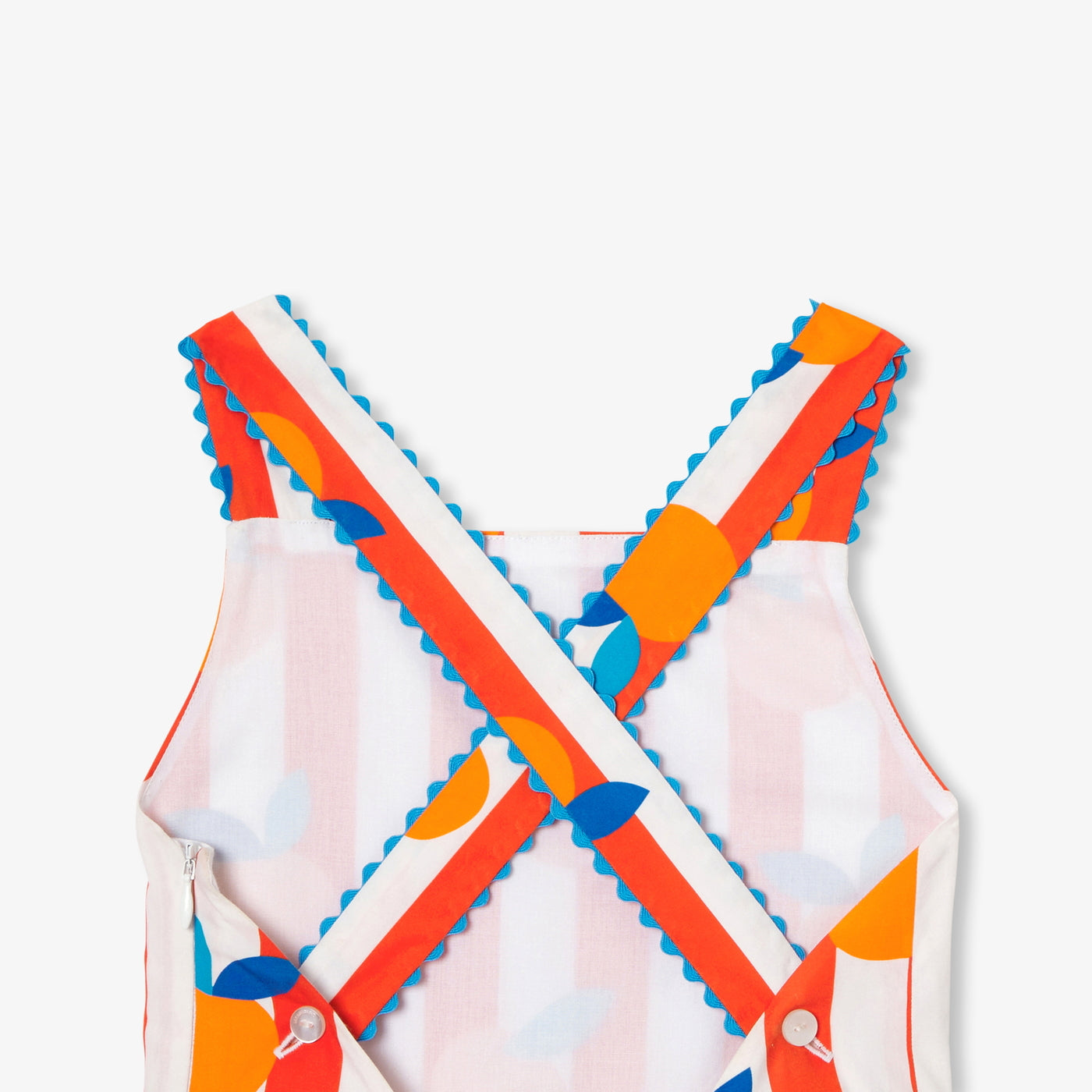 Girls' cross-back dress - white/orange