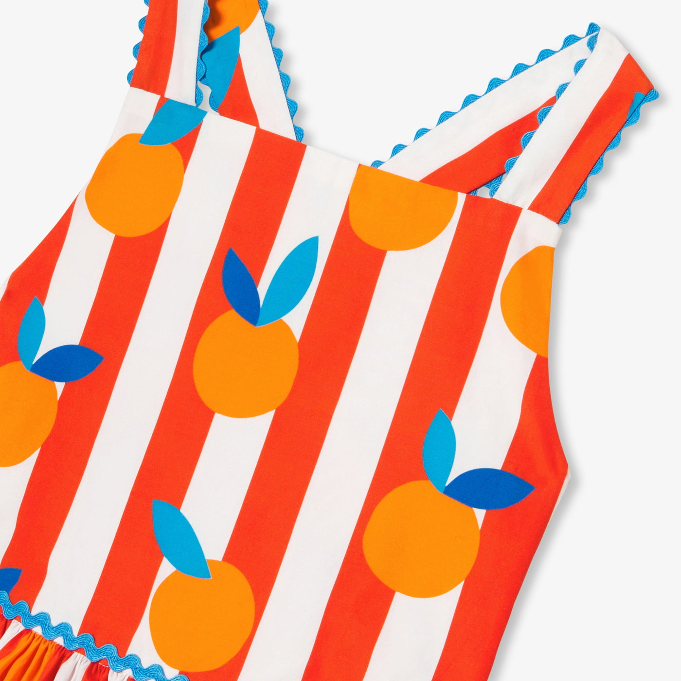 Girls' cross-back dress - white/orange