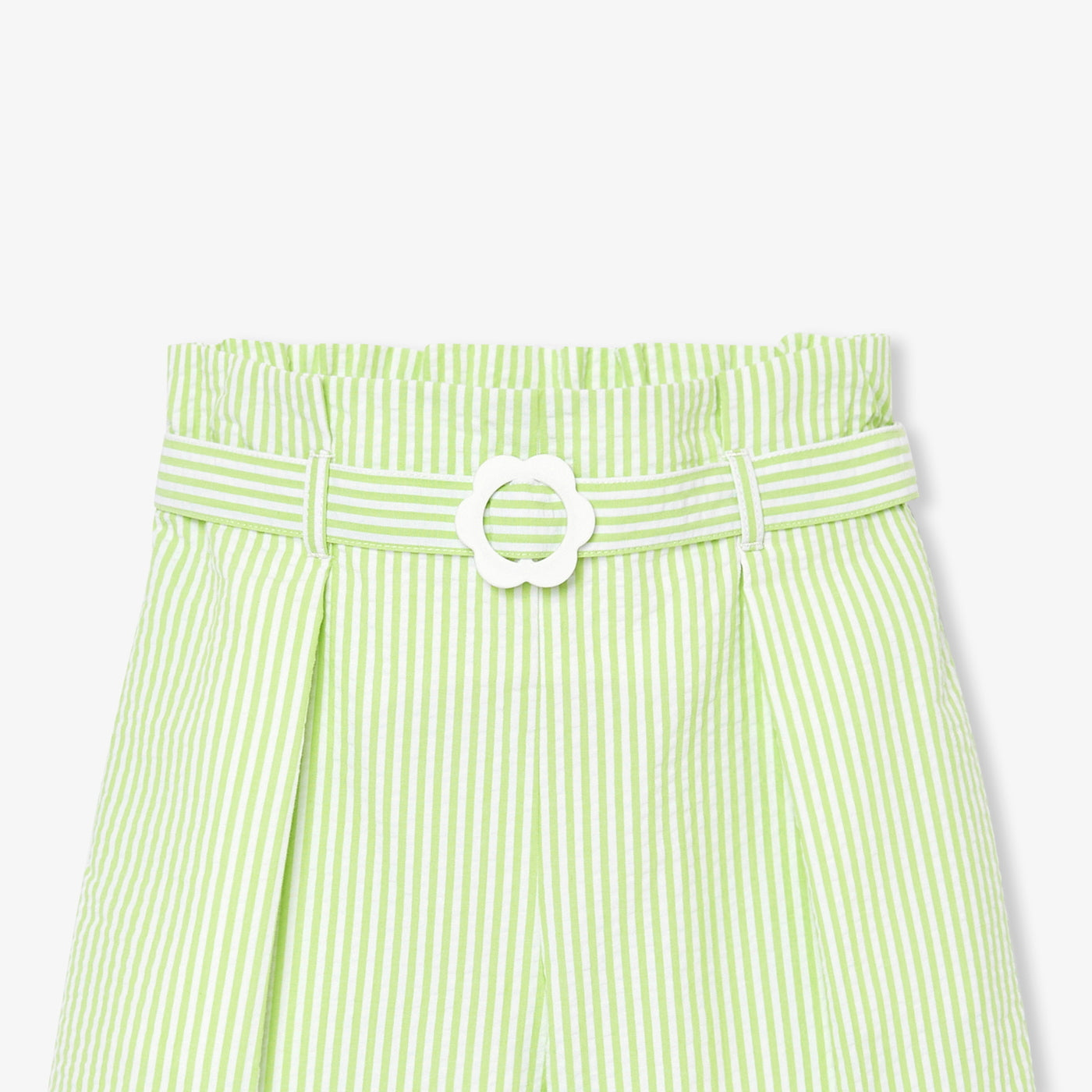 Girl seersucker shorts - white/green