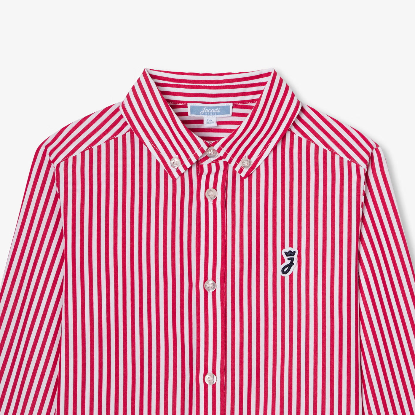 Children's striped poplin shirt - white/red