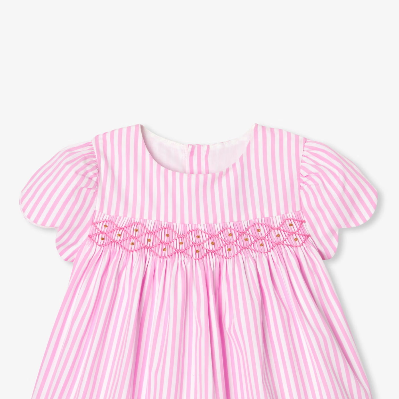 Baby girl's striped poplin dress - pink/white