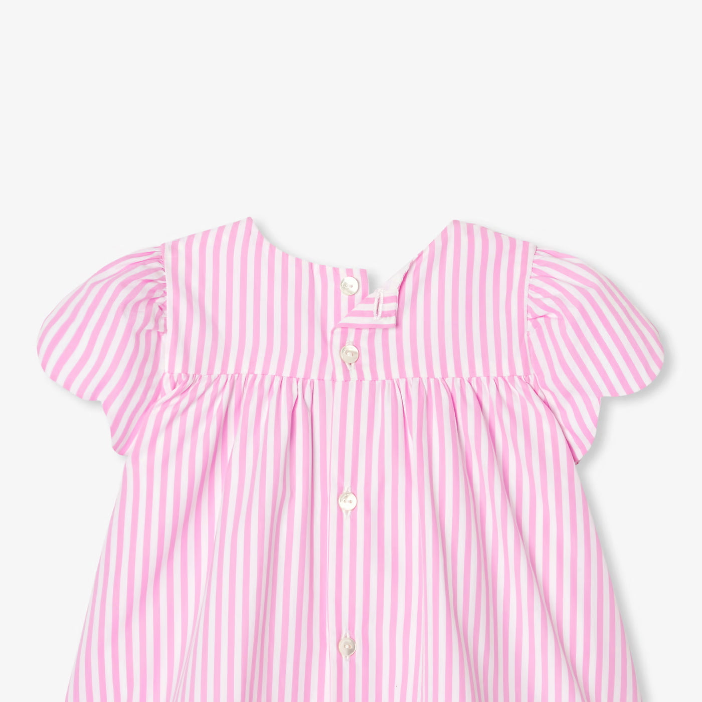 Baby girl's striped poplin dress - pink/white
