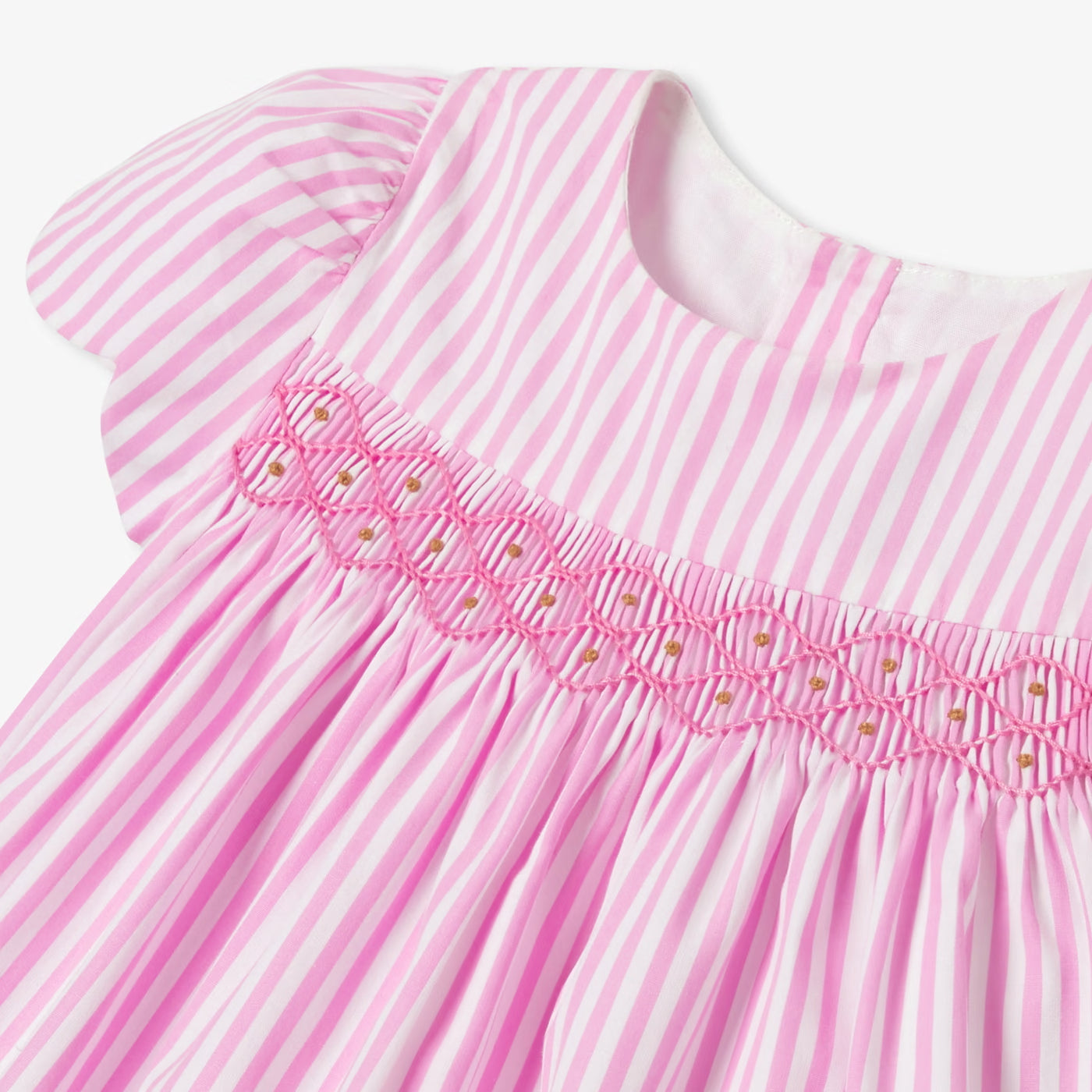 Baby girl's striped poplin dress - pink/white