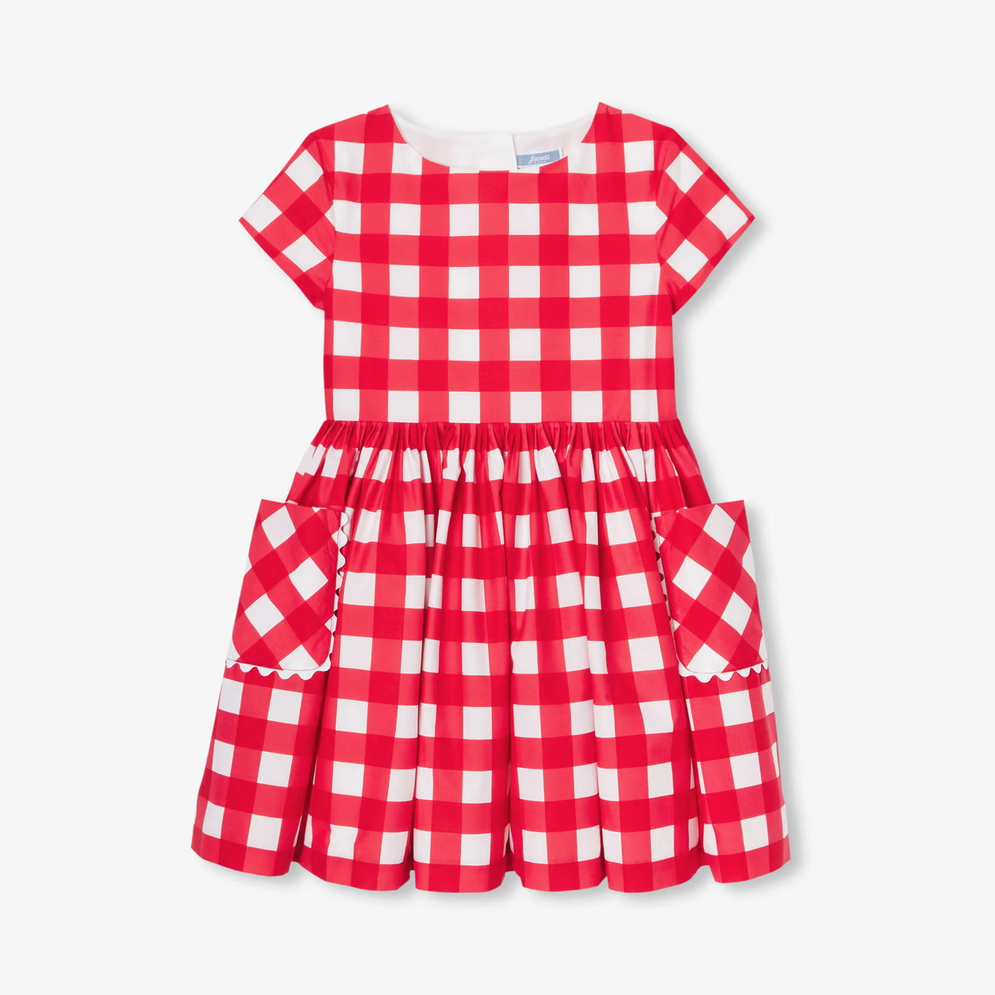 Girls' gingham dress - white/red