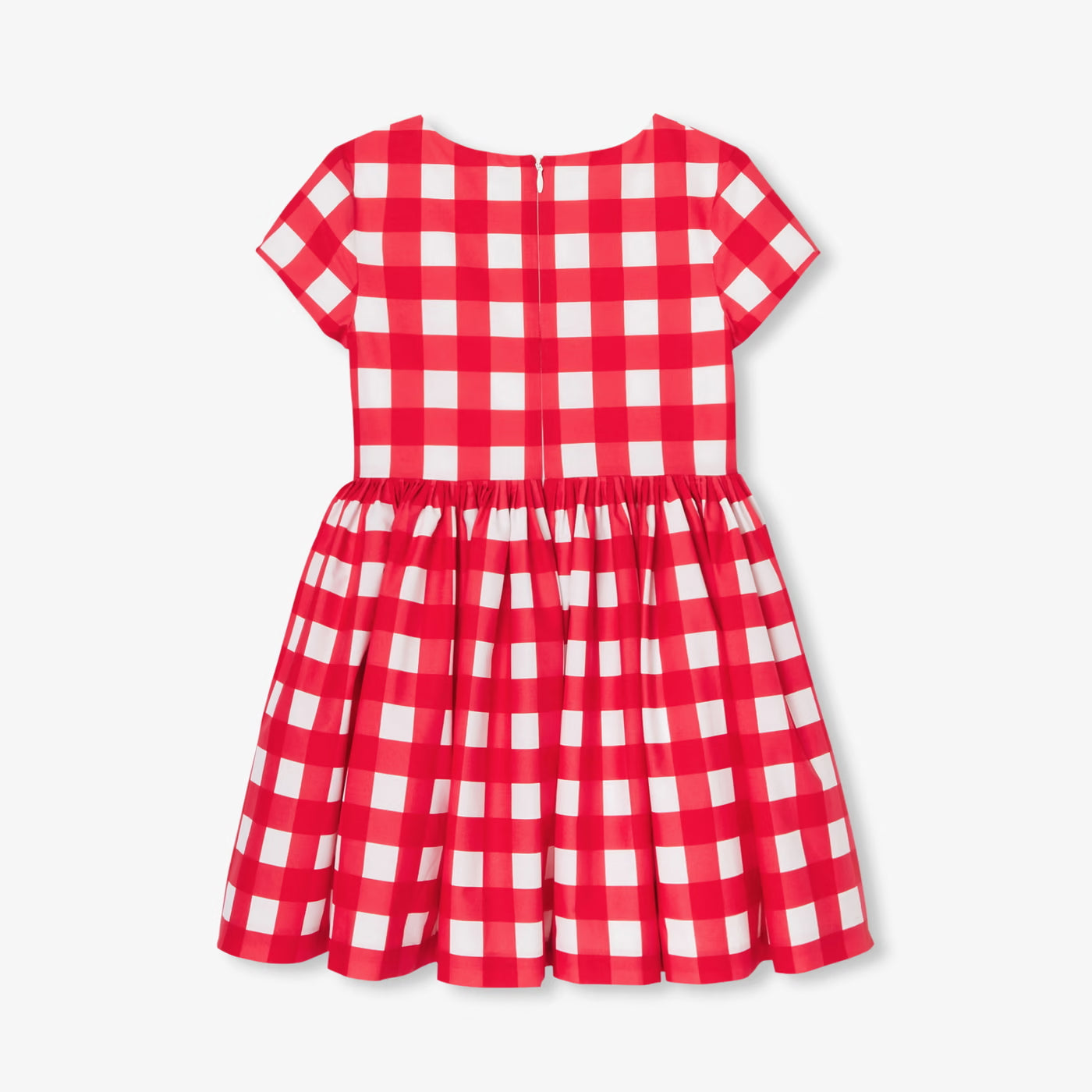 Girls' gingham dress - white/red