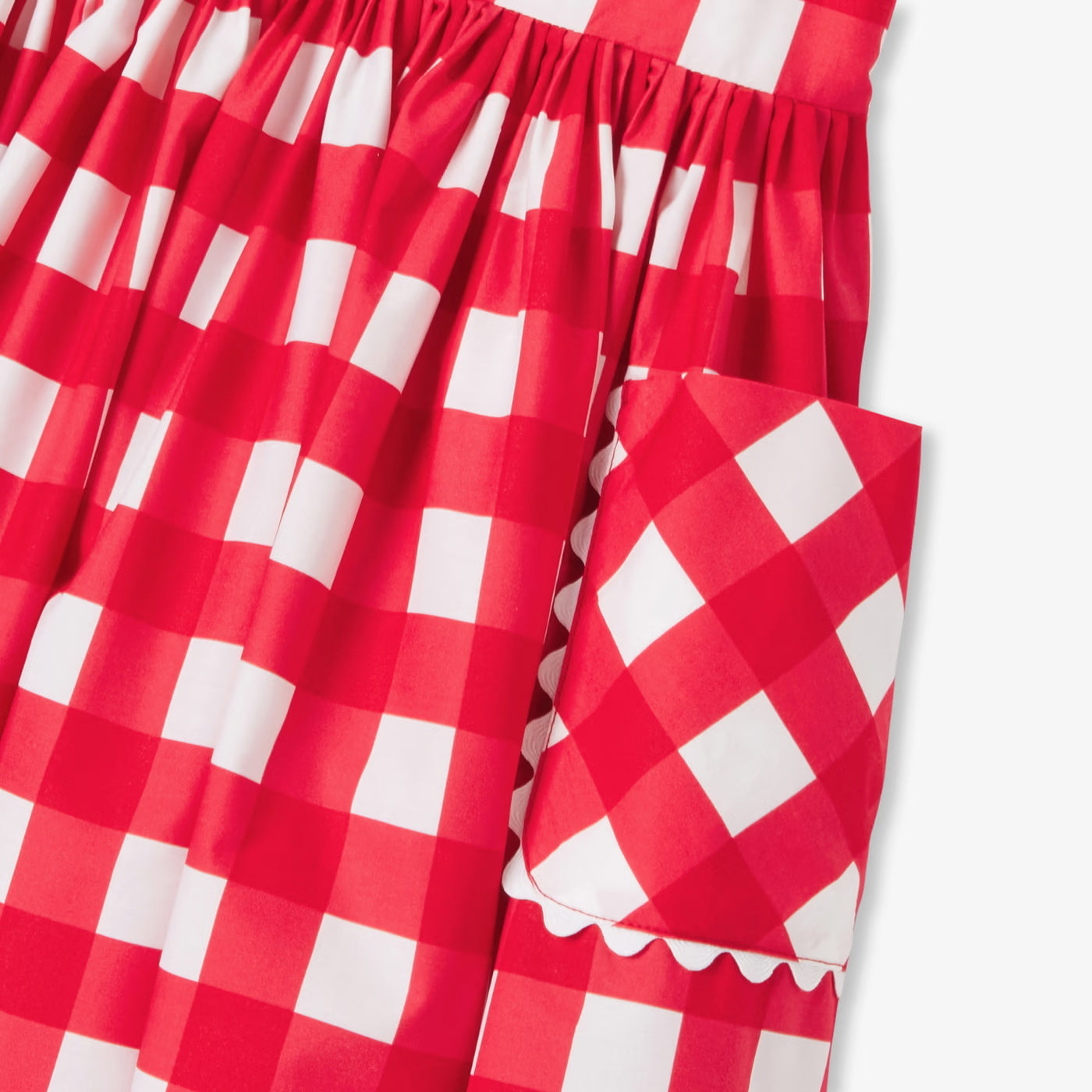 Girls' gingham dress - white/red