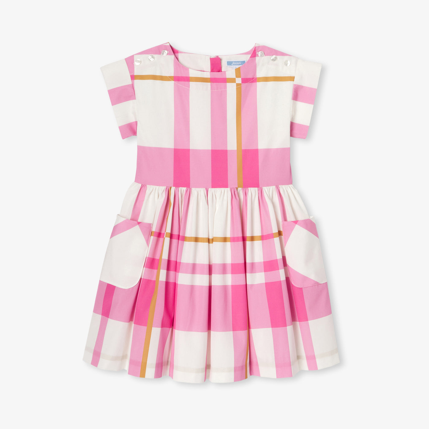 Girl plaid dress - blanc doux/multico