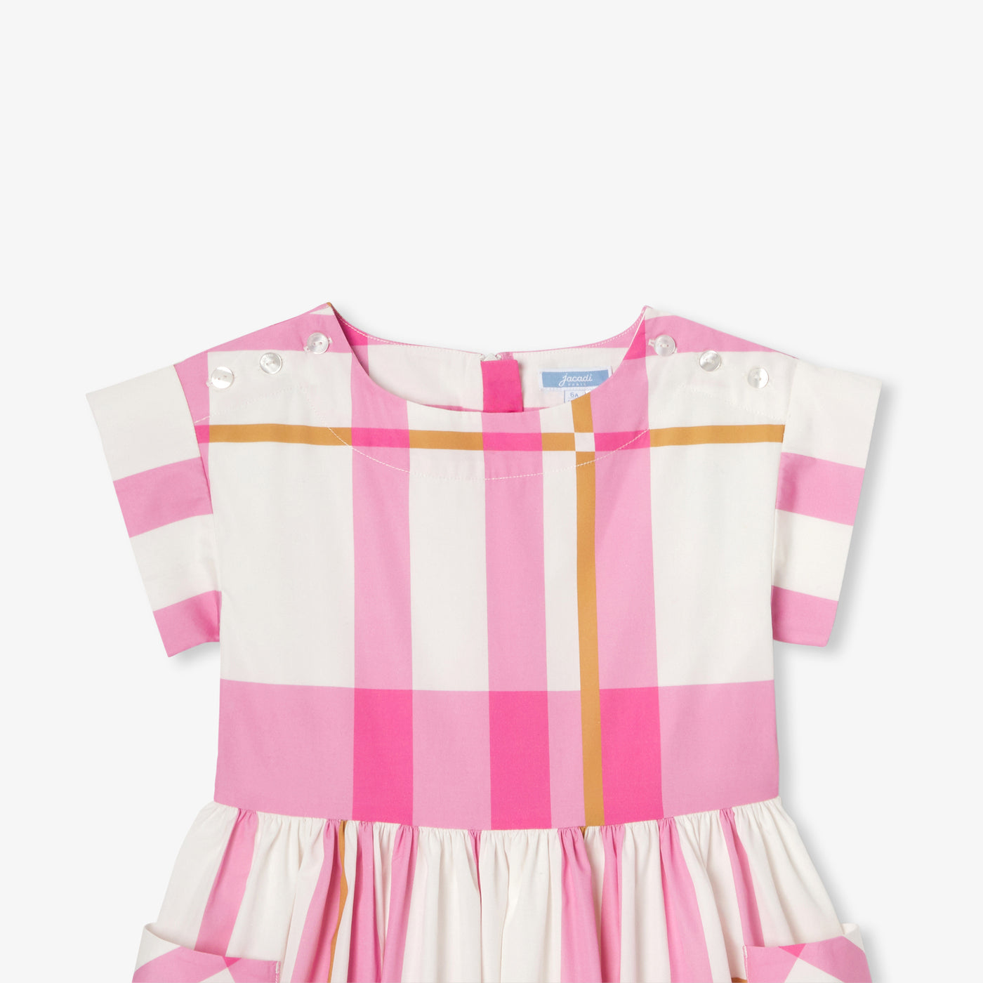 Girl plaid dress - blanc doux/multico