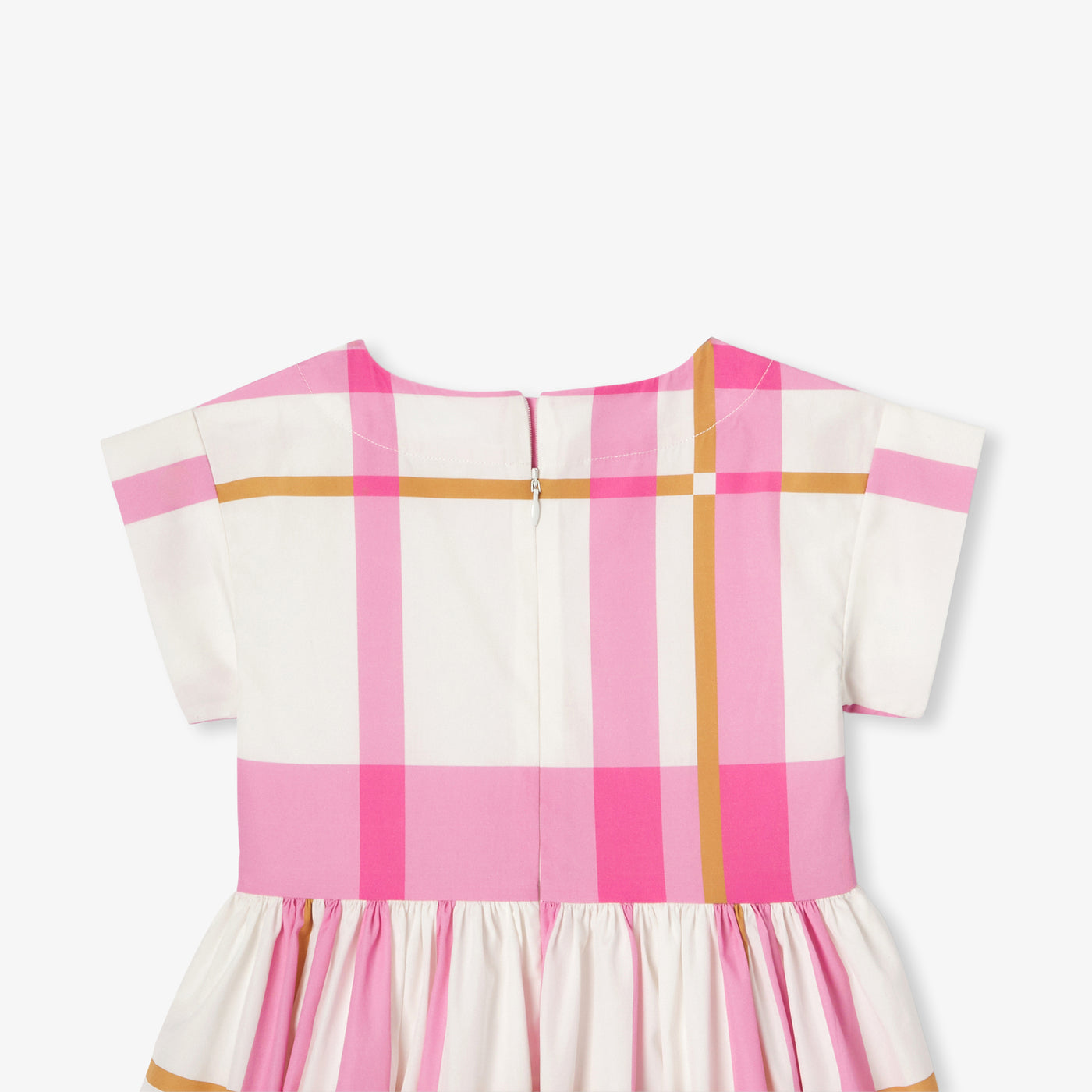 Girl plaid dress - blanc doux/multico