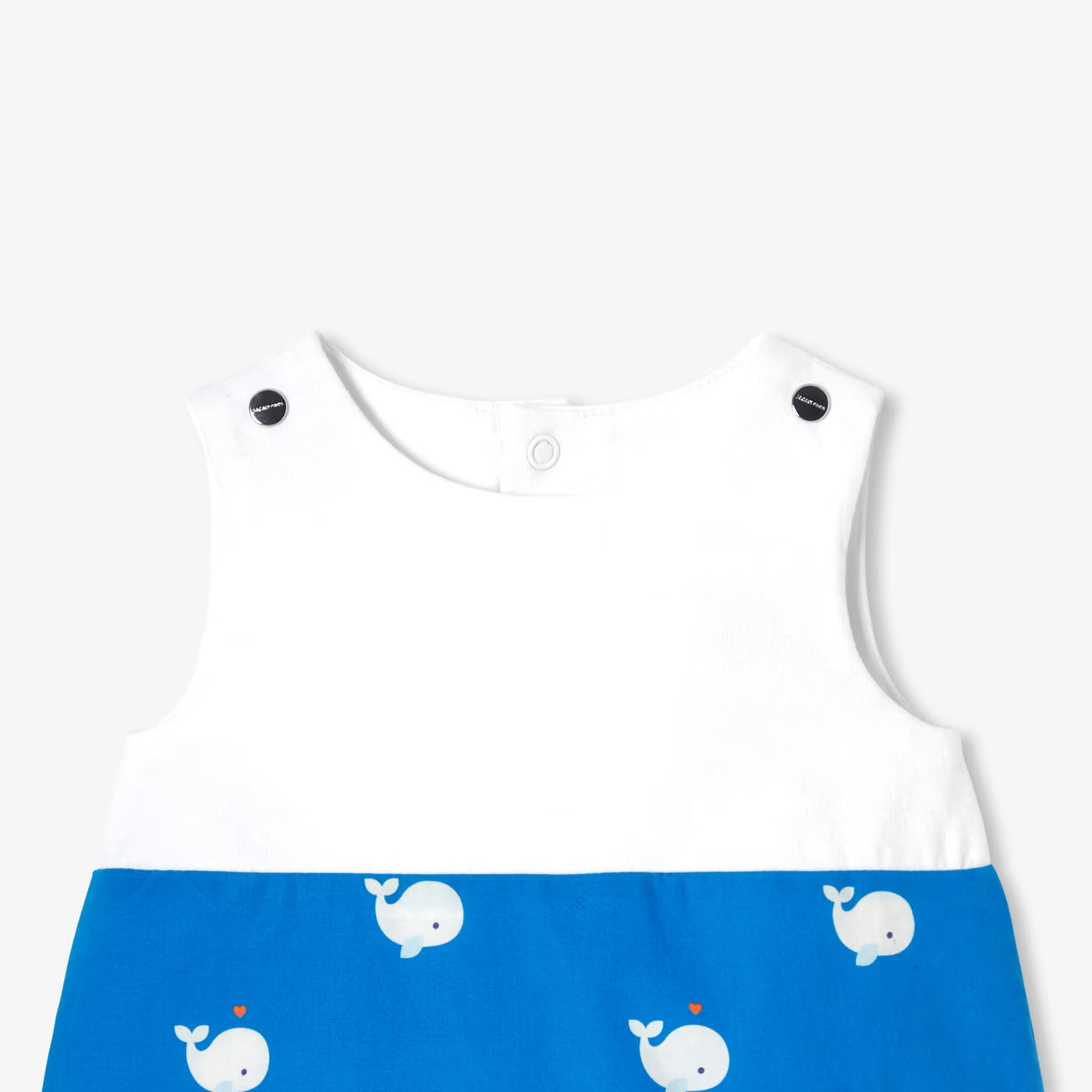 Two-material baby romper - white/blue