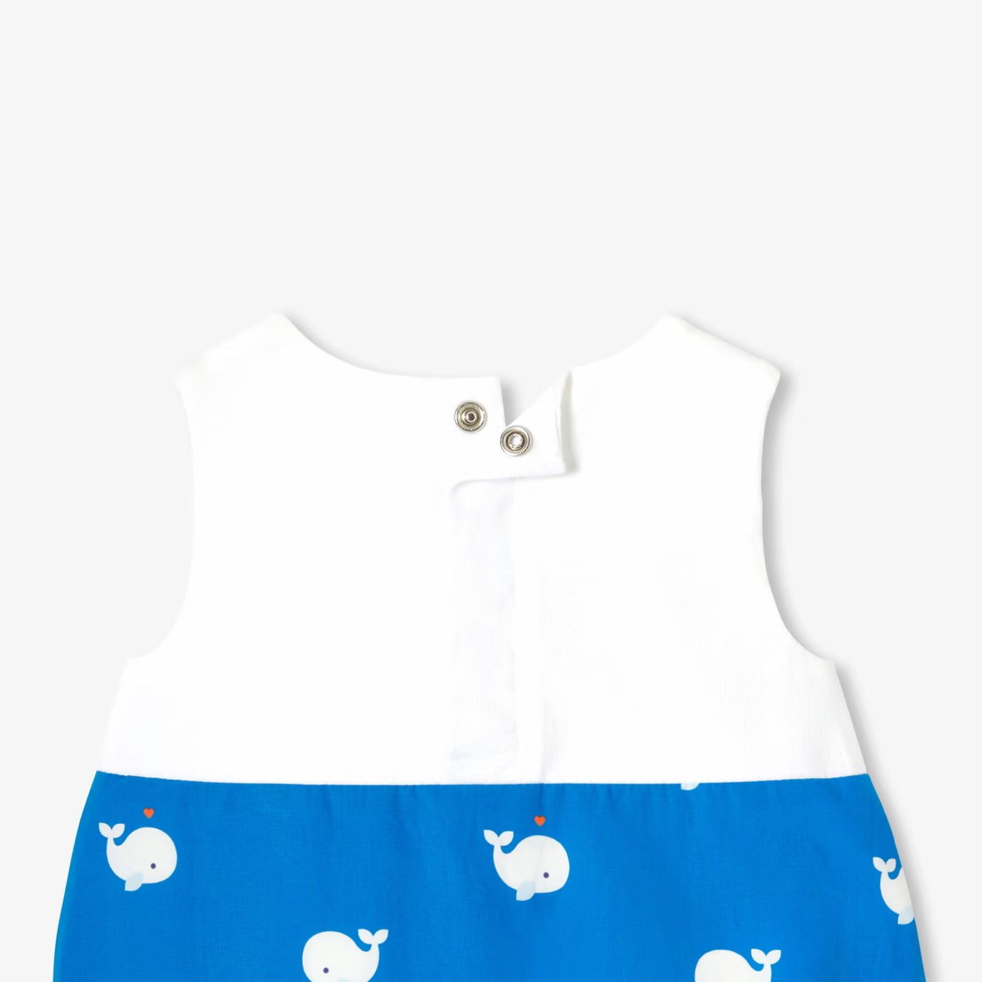Two-material baby romper - white/blue