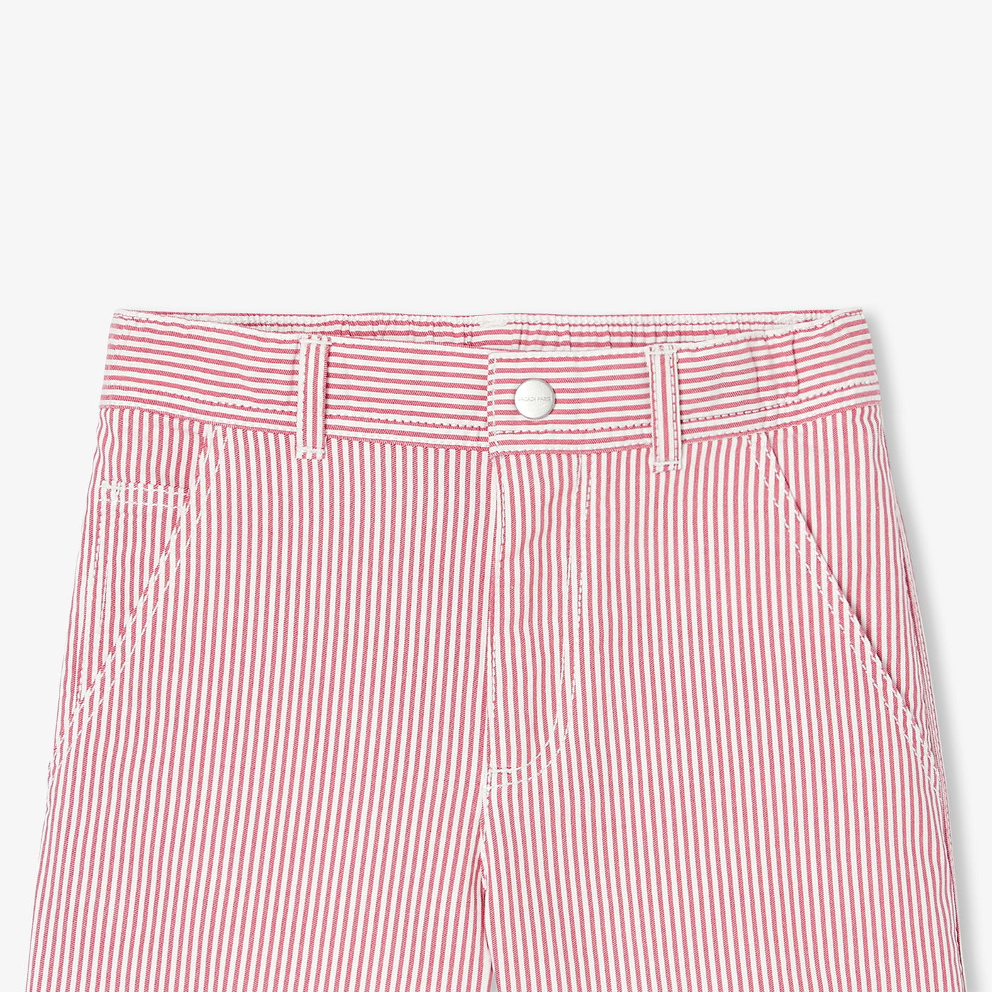 Boys' Bermuda shorts in striped twill - white/red