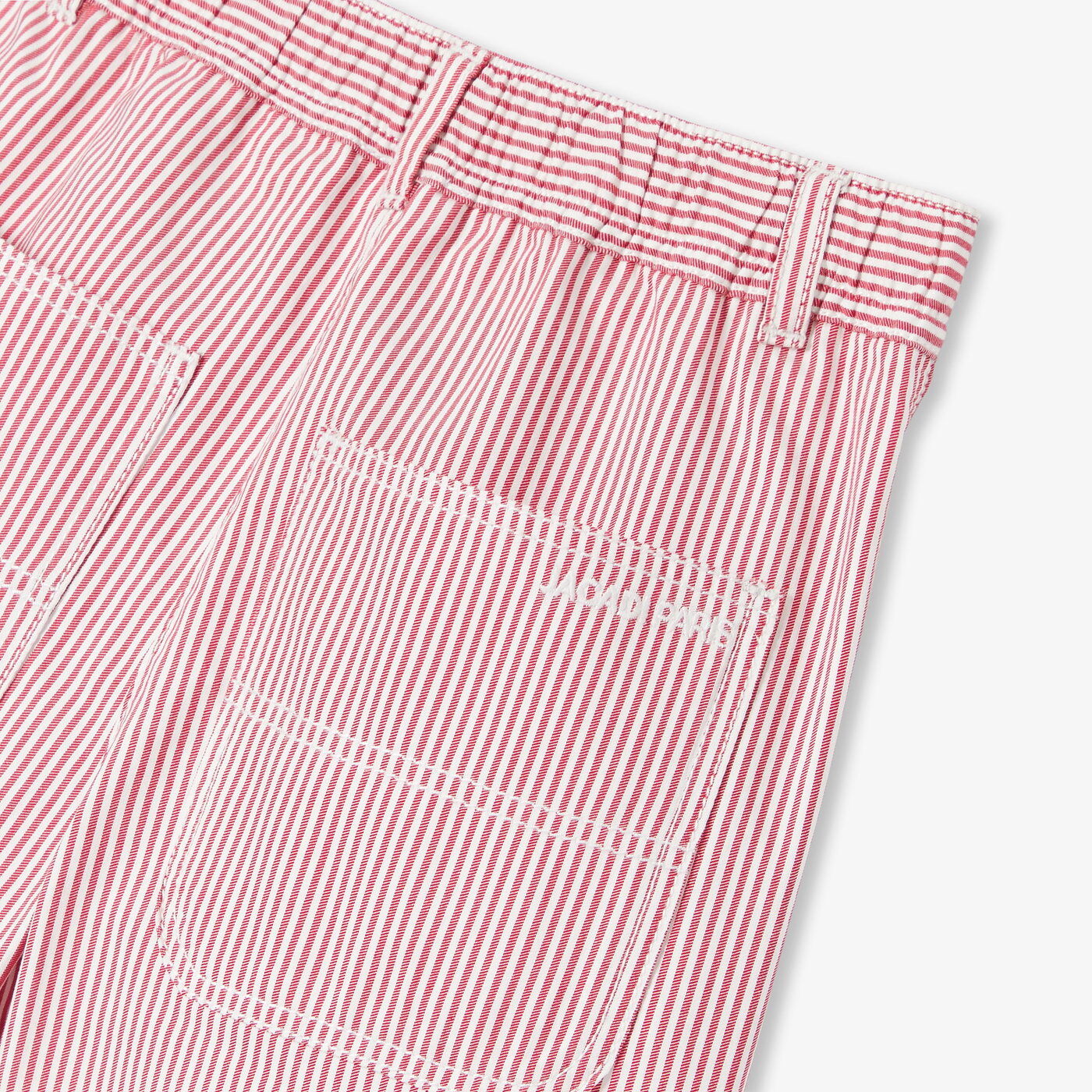 Boys' Bermuda shorts in striped twill - white/red