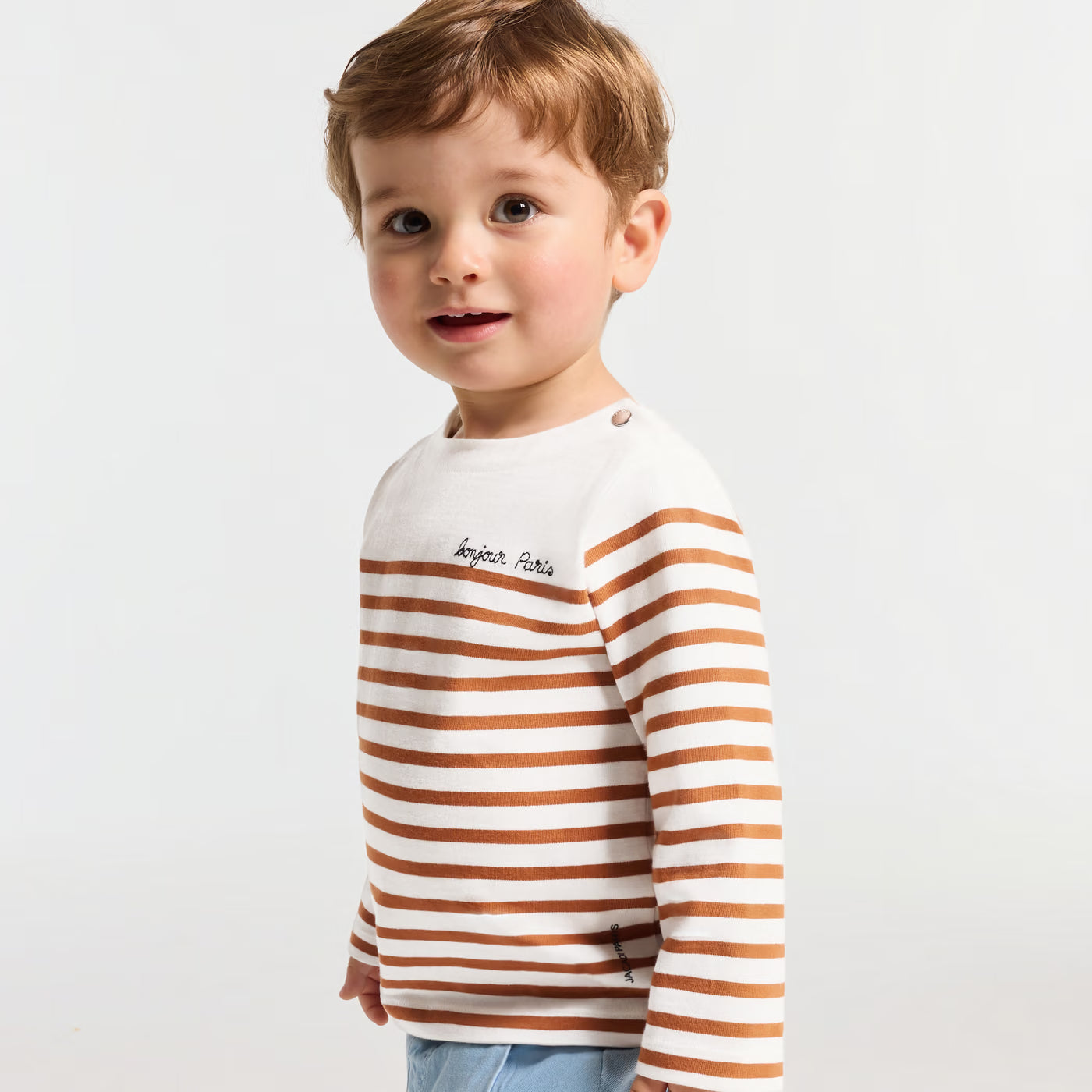 Baby boy sailor top - white/beige
