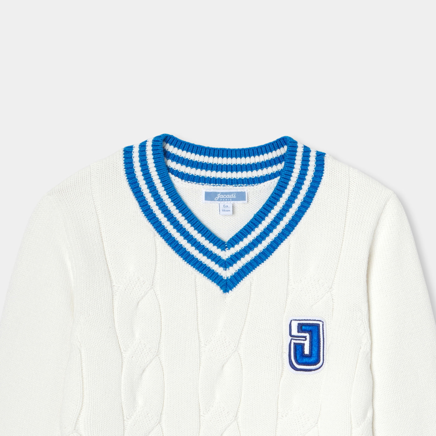 Children cotton cricket sweater - blanc doux jacadi