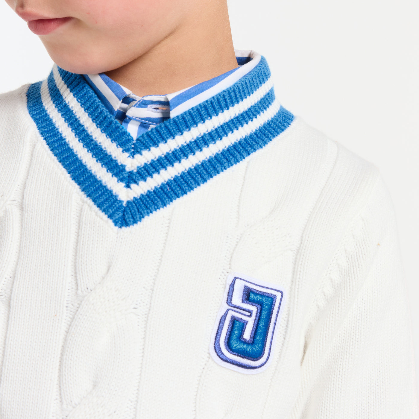 Children cotton cricket sweater - blanc doux jacadi