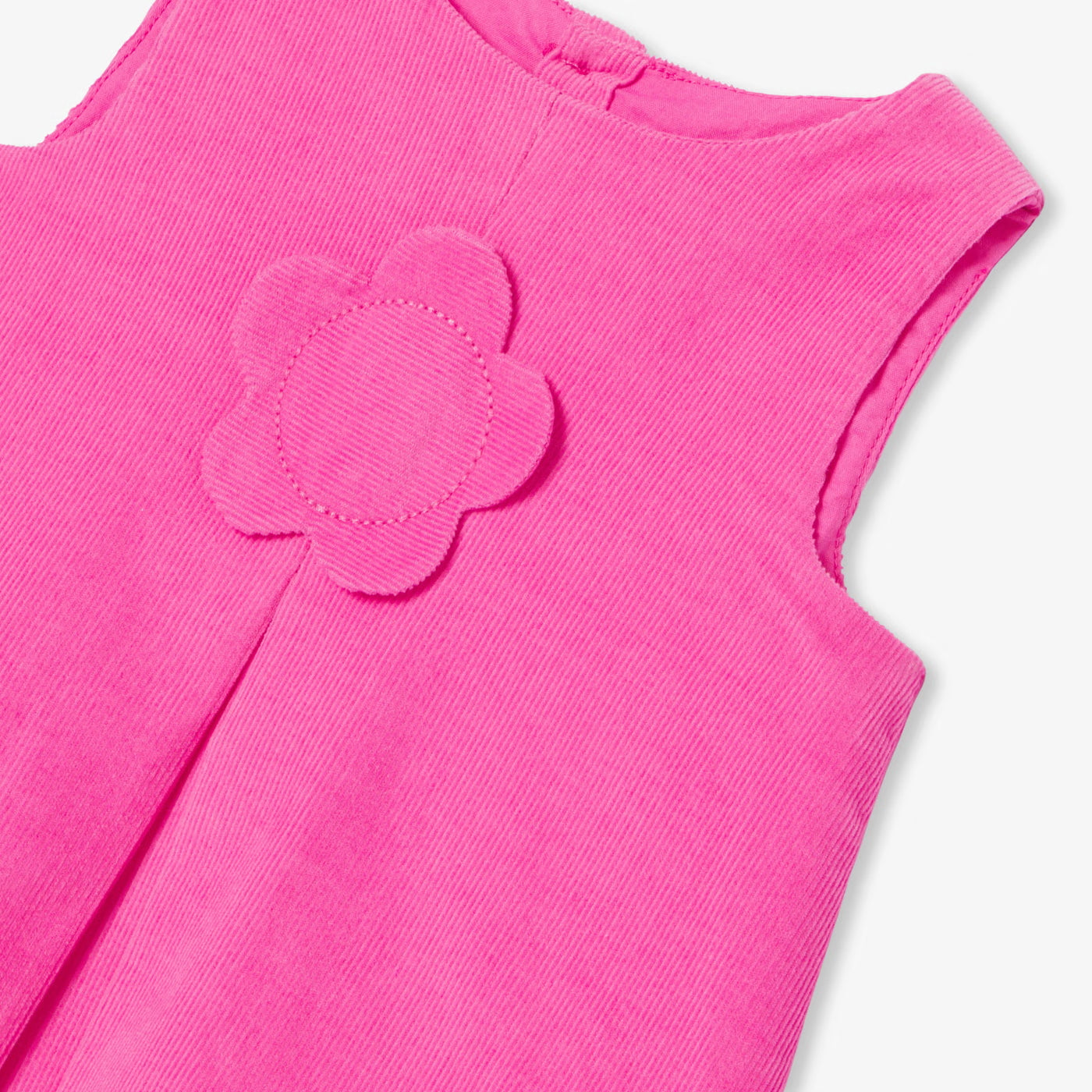 Baby girl's velvet pinafore dress - geranium