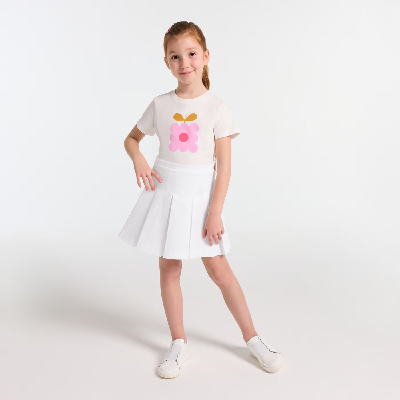 Girls' pleated gabardine skirt white jacadi